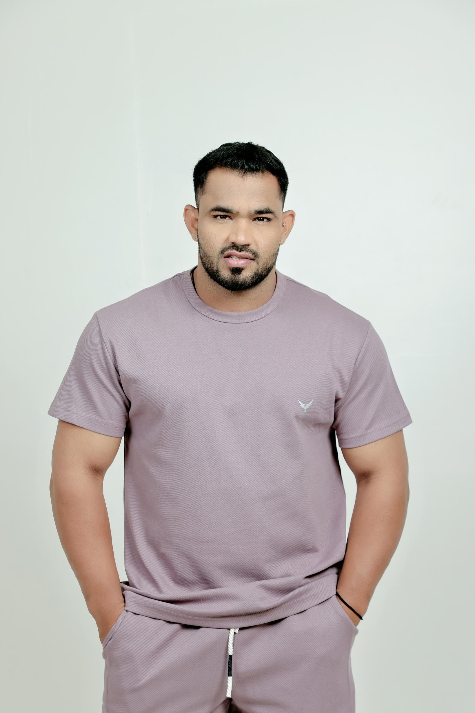 Men’s Knitted T-Shirt – Purple (Poly-Cotton Blend)