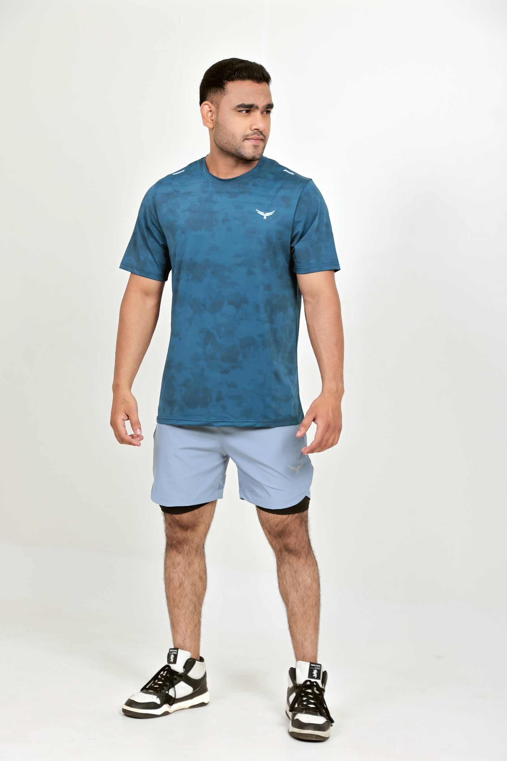 Men’s Camo Dry Hybrid T-Shirt – Blue