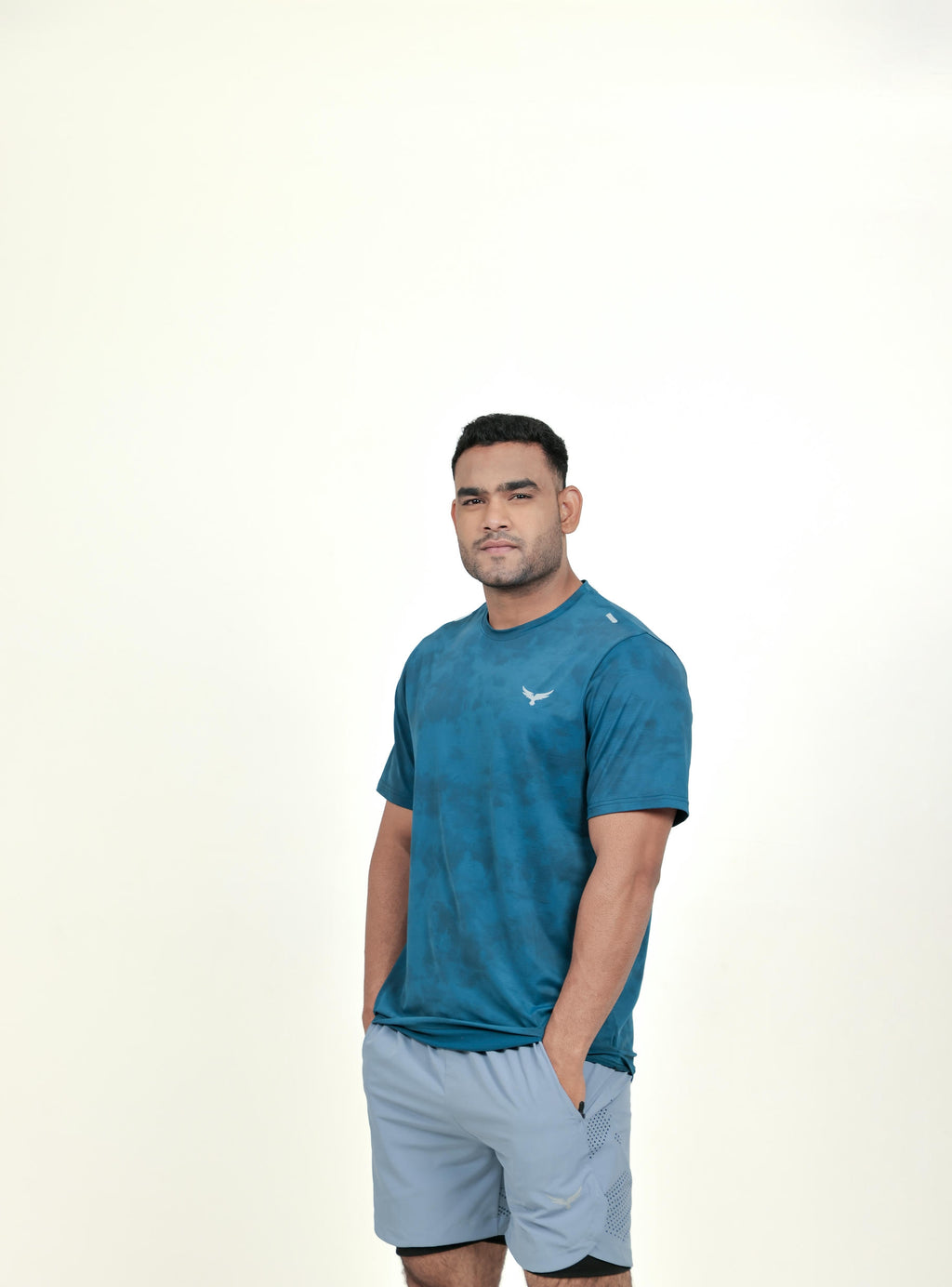 Men’s Camo Dry Hybrid T-Shirt – Blue