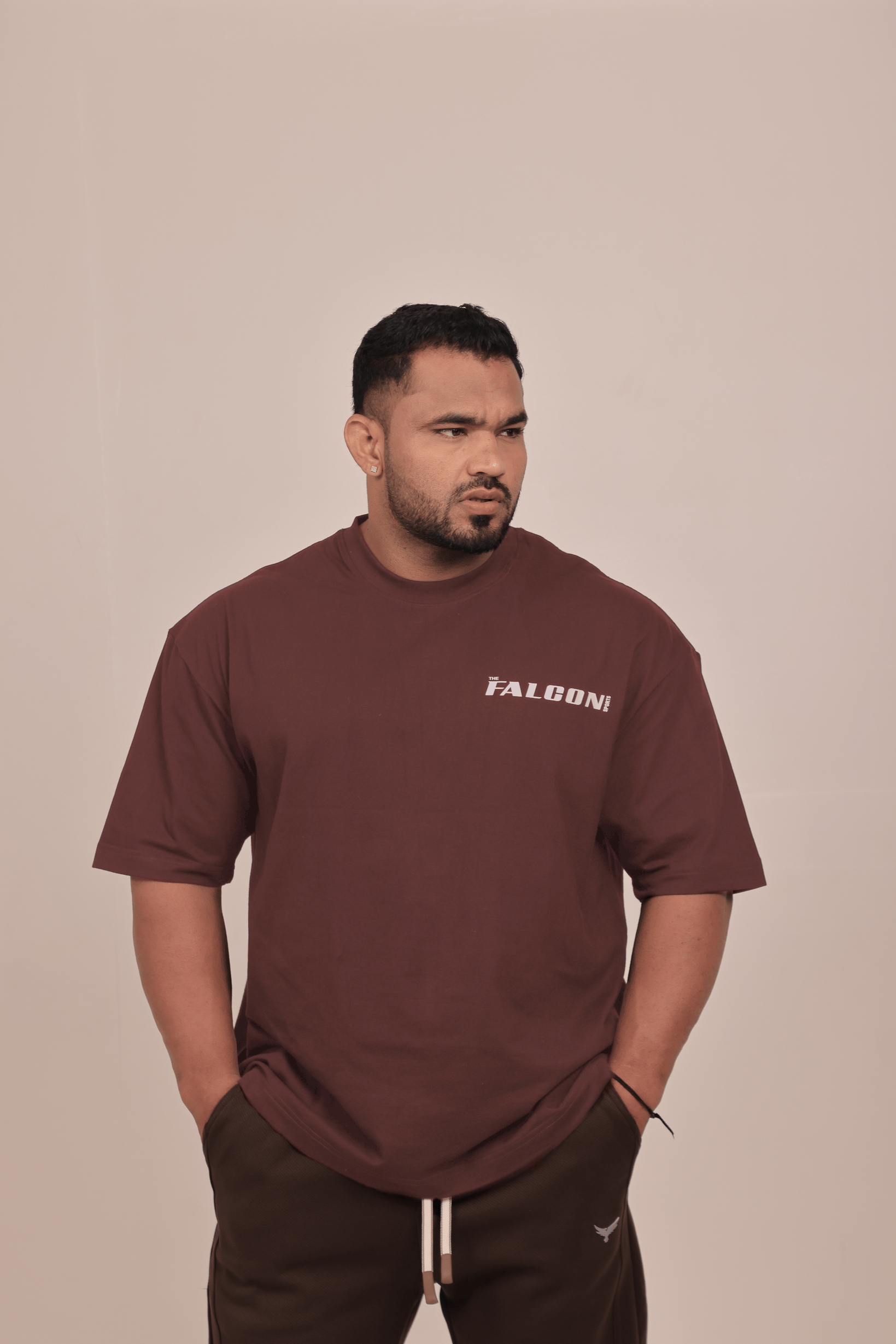Falcon Men’s Oversize T-Shirt – Dark Brown