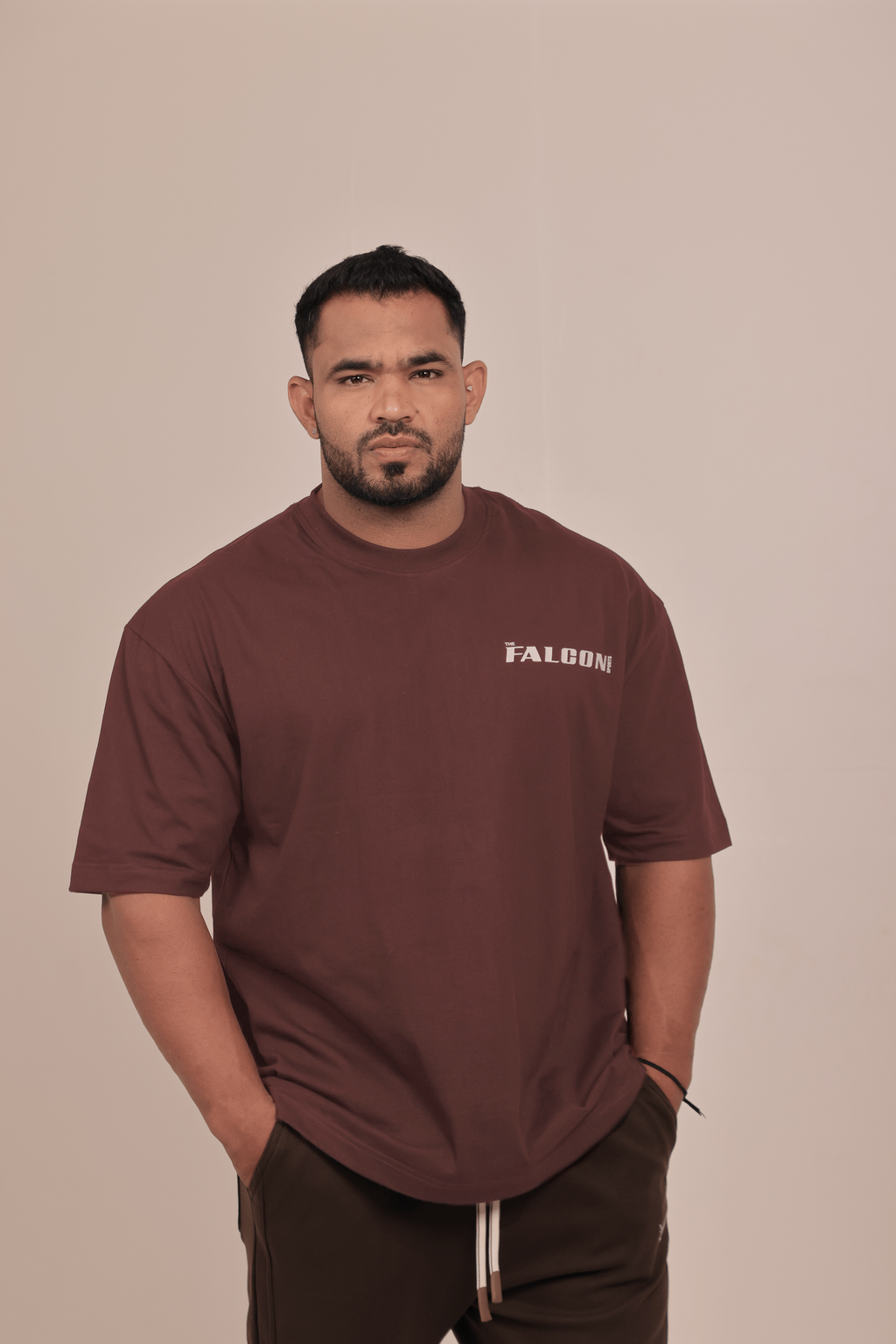 Falcon Men’s Oversize T-Shirt – Dark Brown