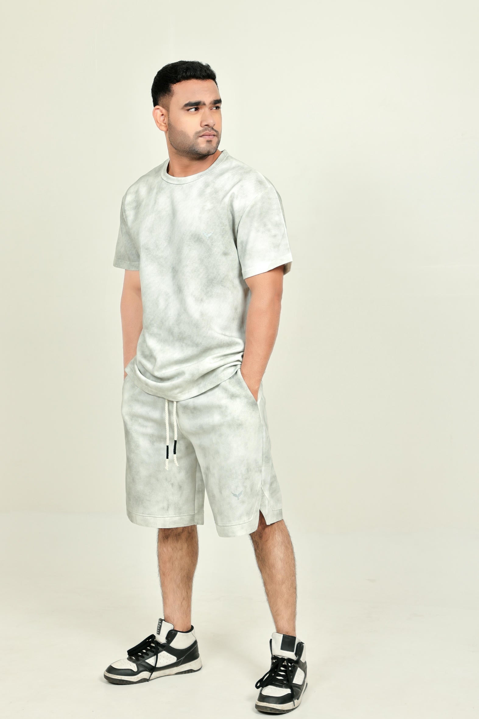 Men’s Tie-Dye Co-ord Set– Grey (Poly-Cotton Blend)