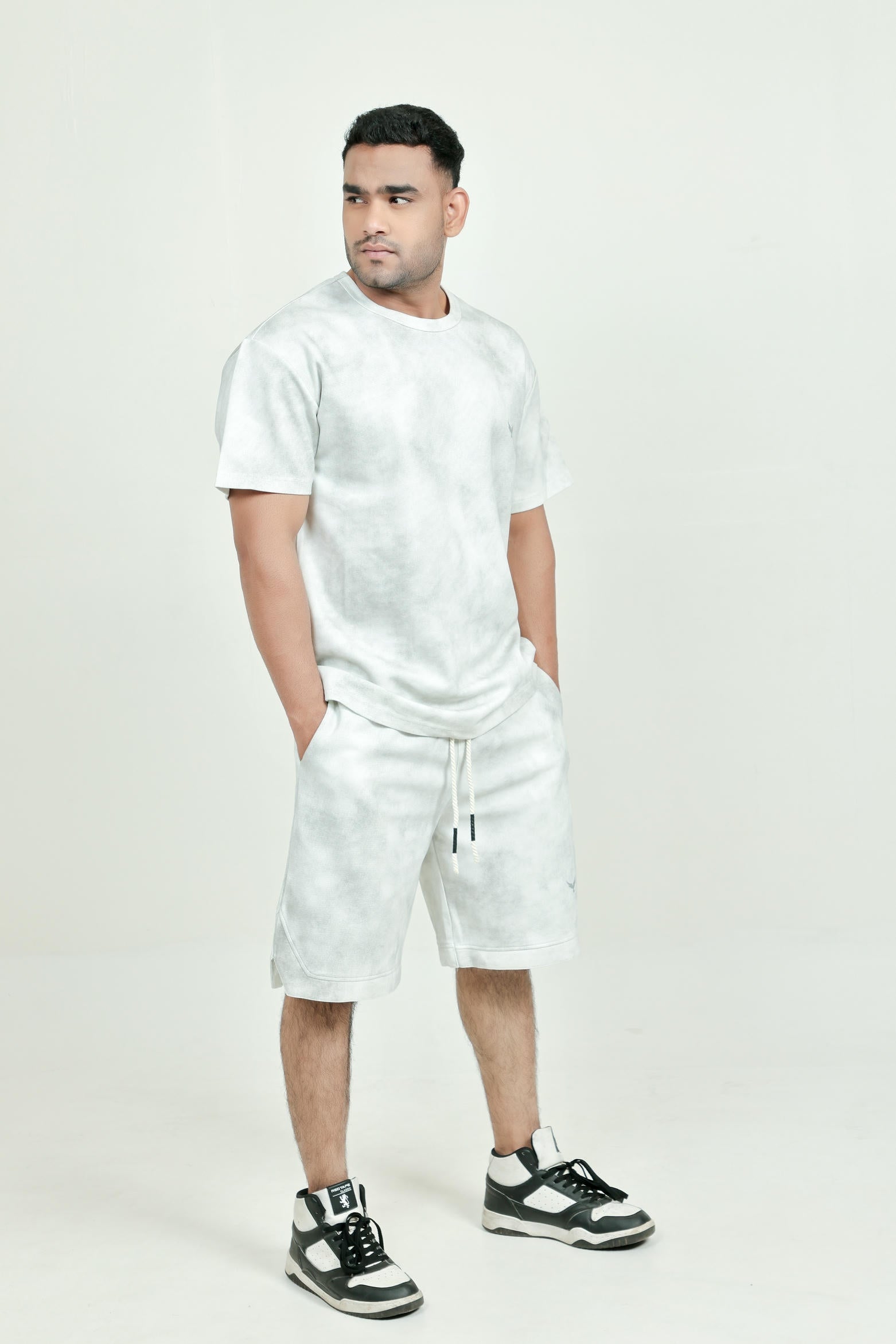 Men’s Tie-Dye Shorts – Grey (Poly-Cotton Blend)