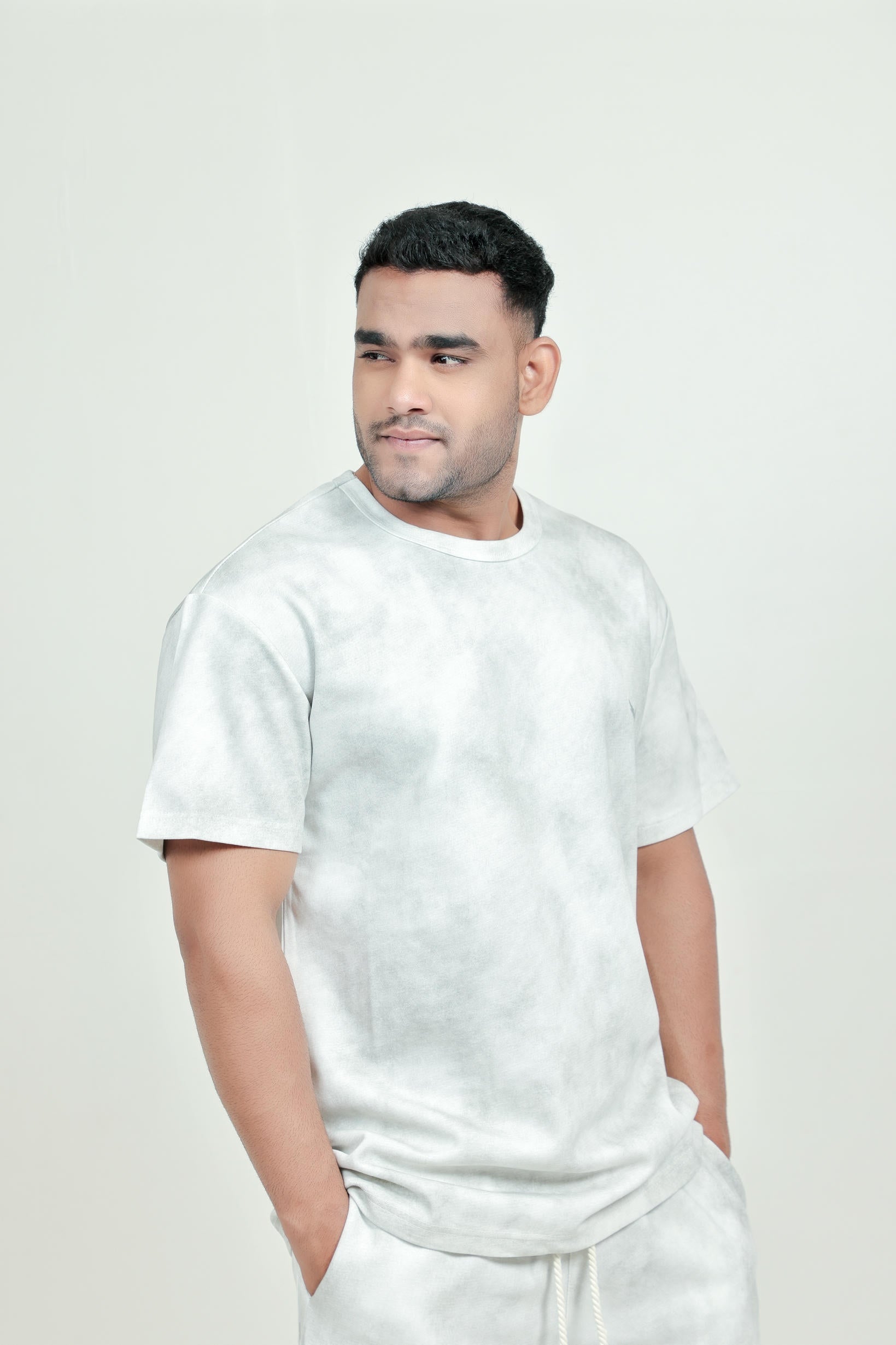 Men’s Tie-Dye Co-ord Set– Grey (Poly-Cotton Blend)