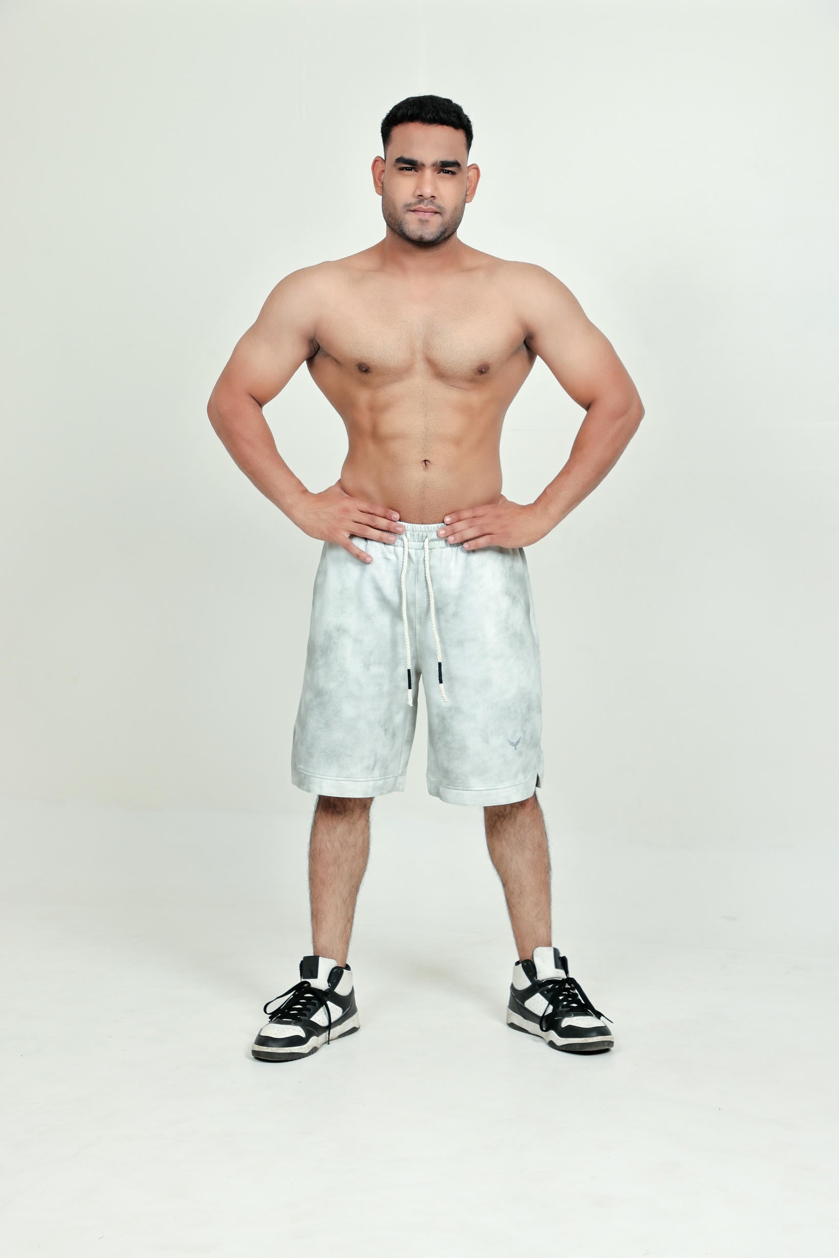 Men’s Tie-Dye Shorts – Grey (Poly-Cotton Blend)