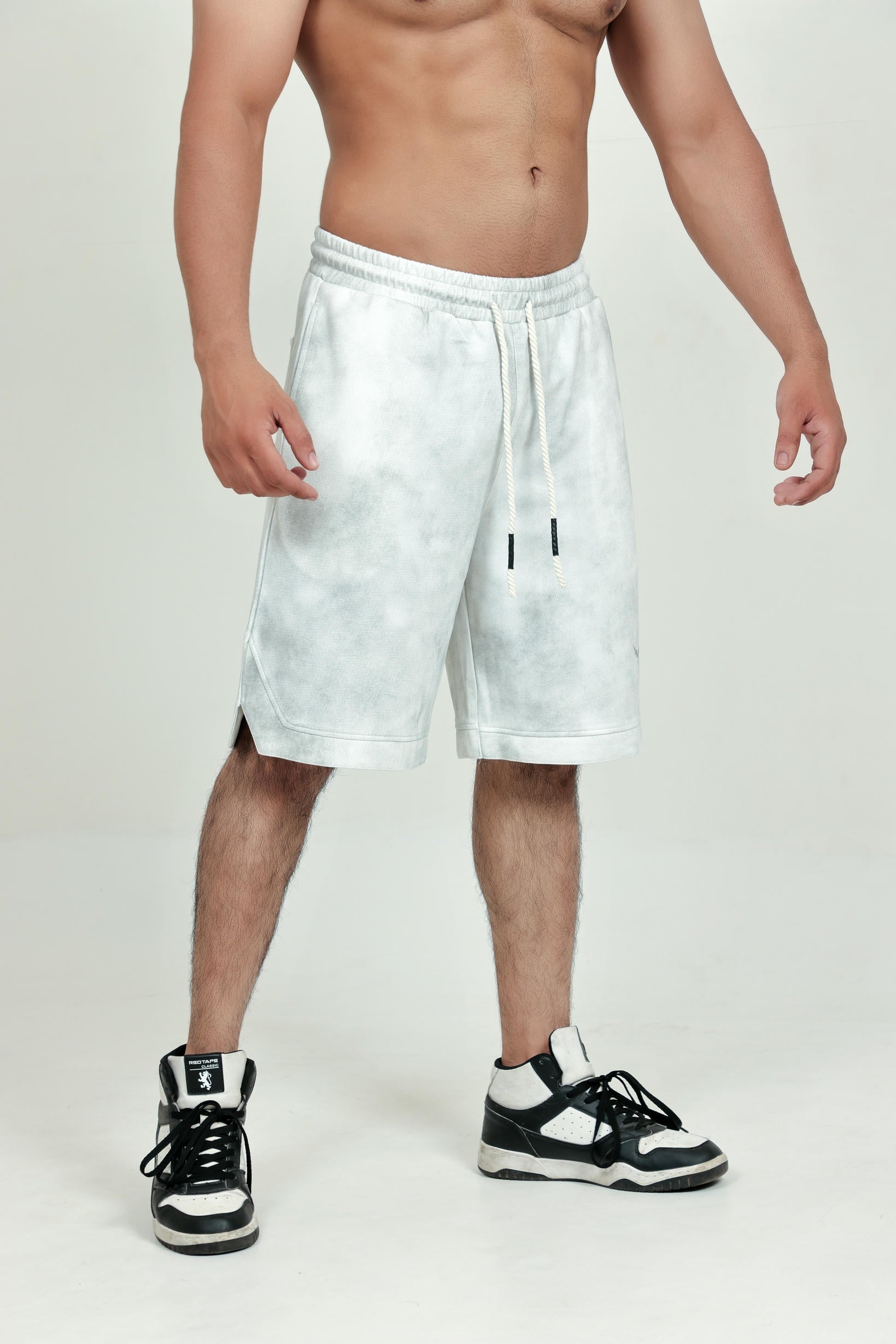 Men’s Tie-Dye Shorts – Grey (Poly-Cotton Blend)