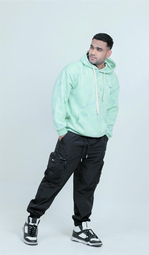 Boys Printed Hoodie – Green (100% Cotton)