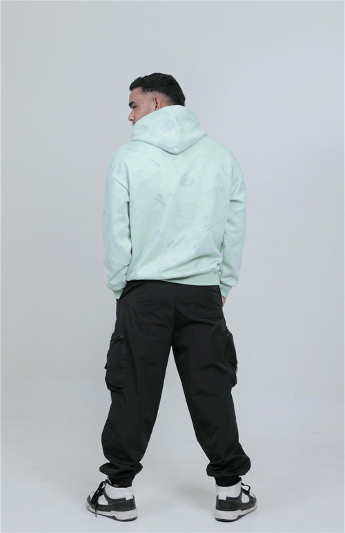 Boys Printed Hoodie – Green (100% Cotton)