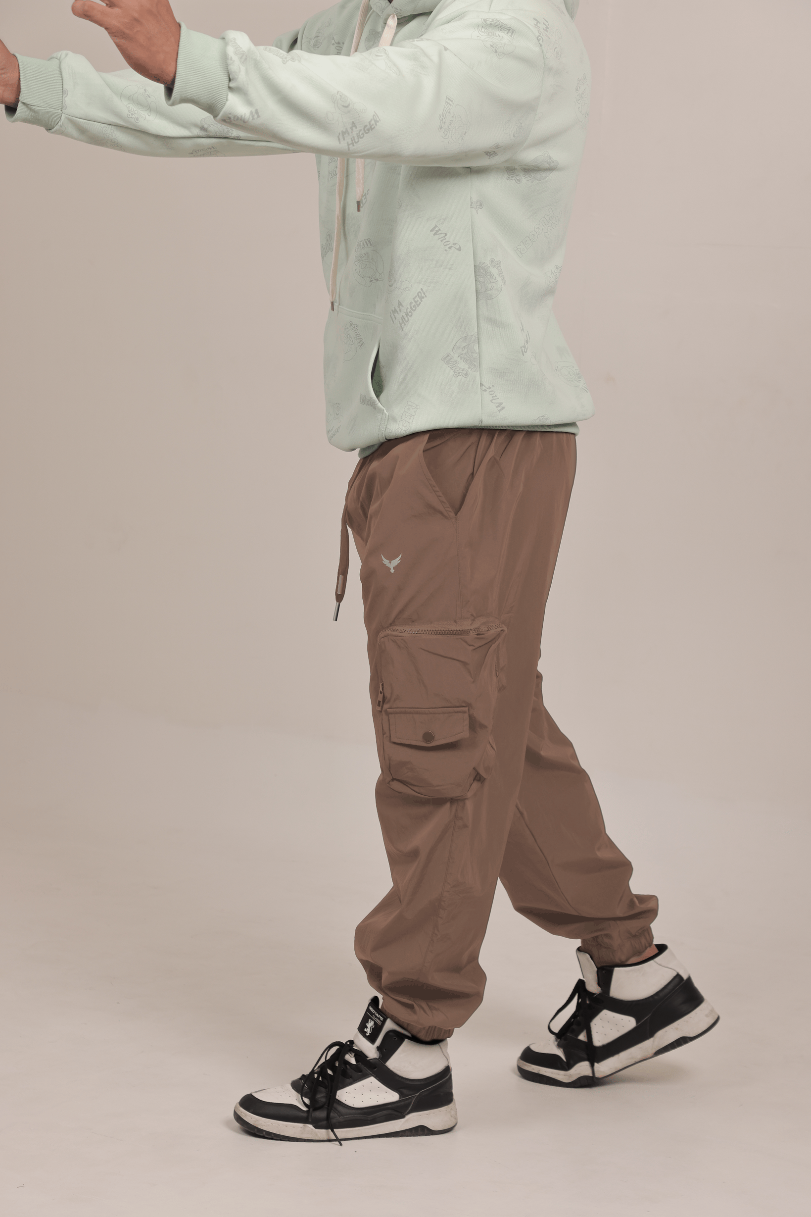 Men’s Woven Cargo Pants – Light Brown (100% Polyester)