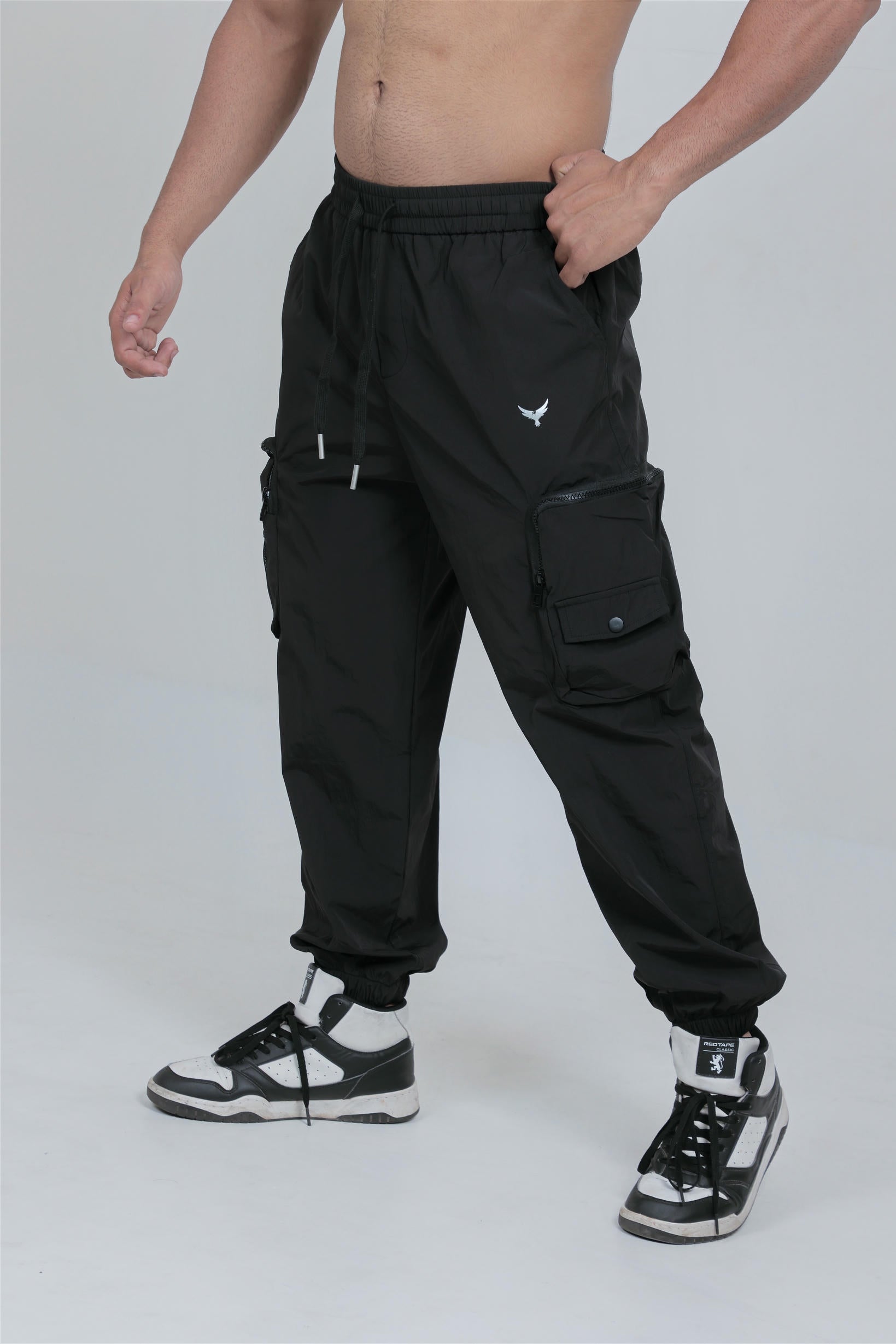 Men’s Woven Cargo Pants – Black (100% Polyester)