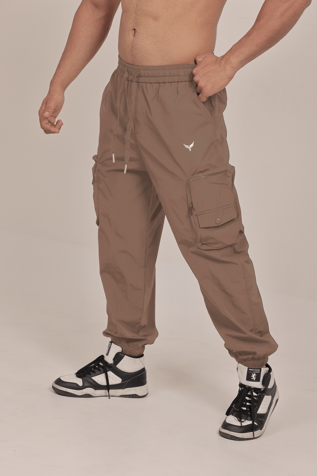 Men’s Woven Cargo Pants – Light Brown (100% Polyester)