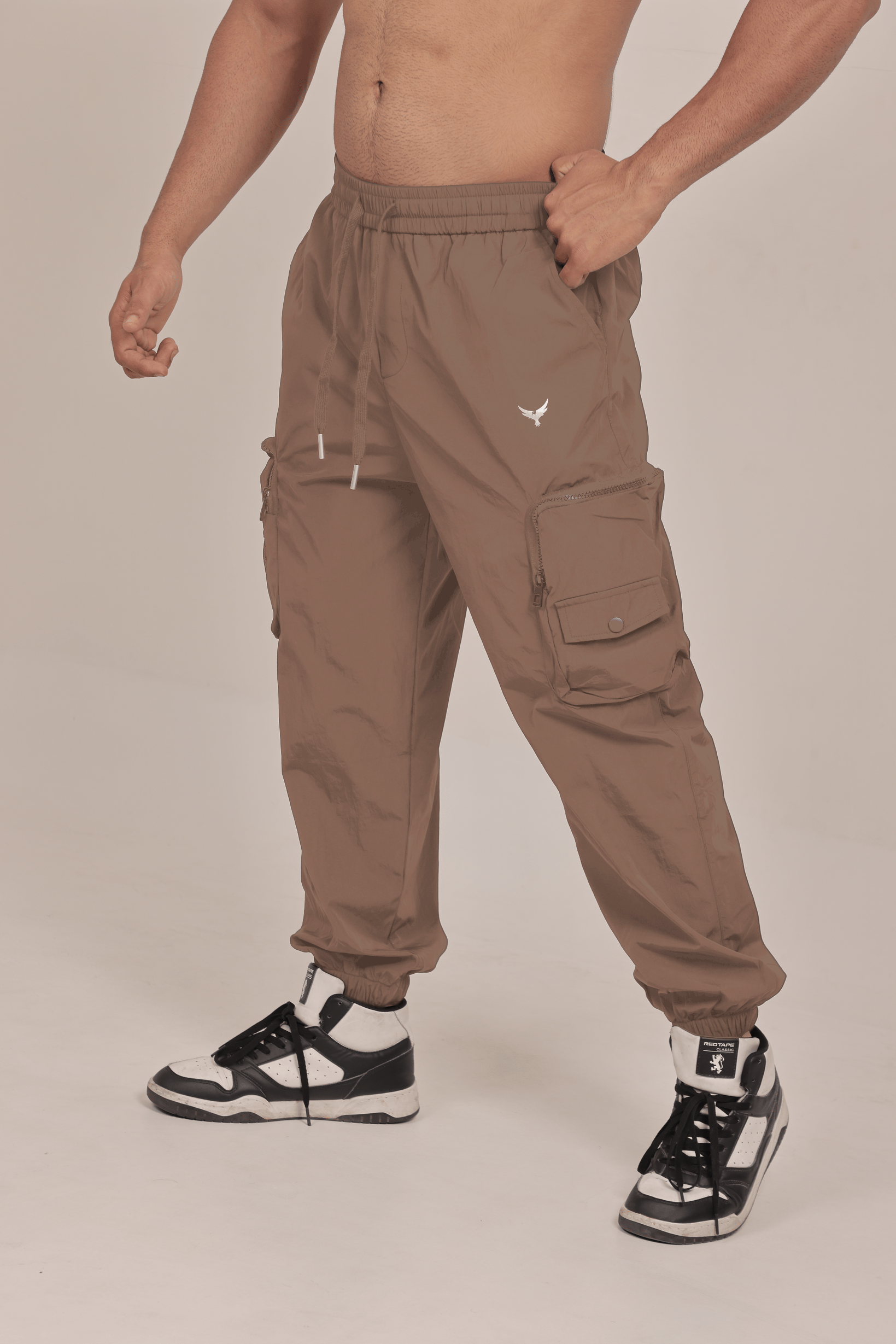 Men’s Woven Cargo Pants – Light Brown (100% Polyester)