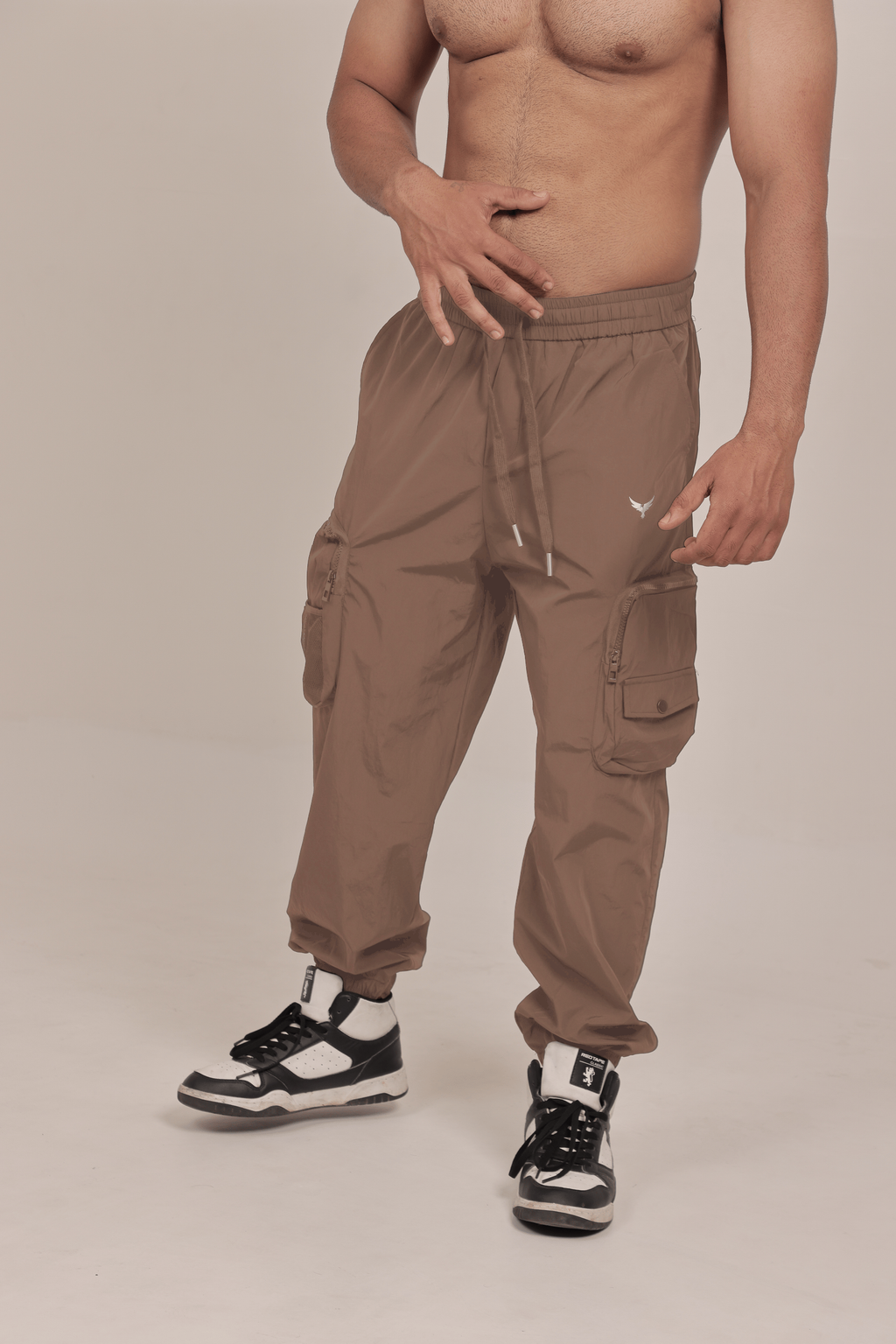Men’s Woven Cargo Pants – Light Brown (100% Polyester)