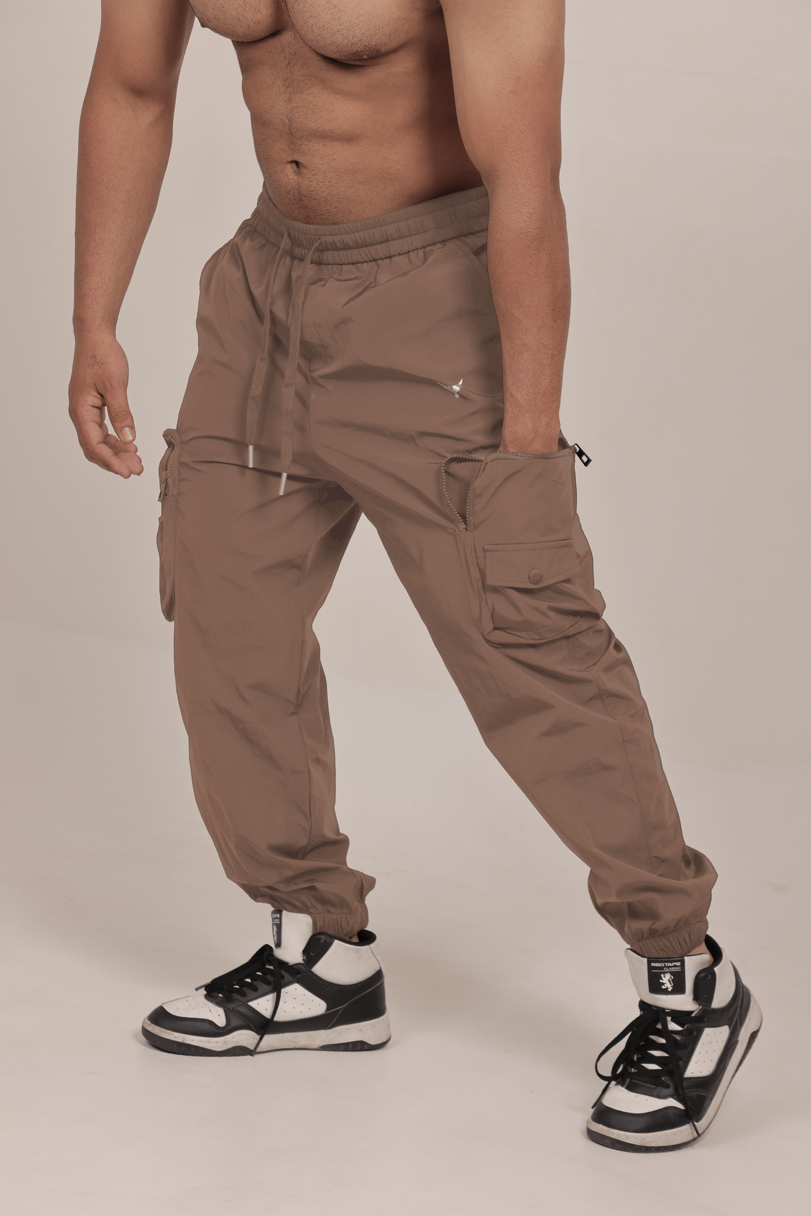 Men’s Woven Cargo Pants – Light Brown (100% Polyester)