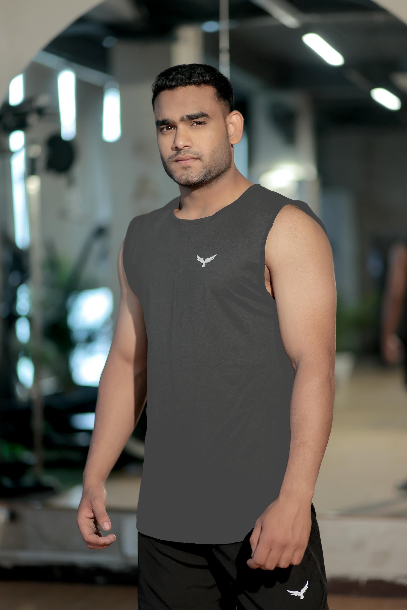 Men’s Compression Fit Tank – Dark Grey