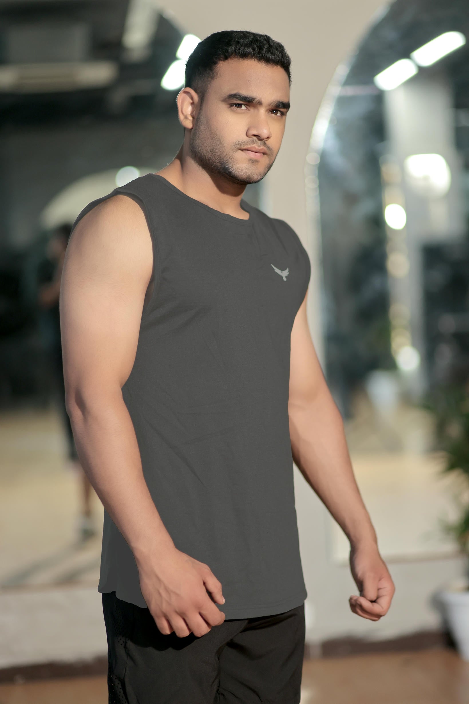 Men’s Compression Fit Tank – Dark Grey