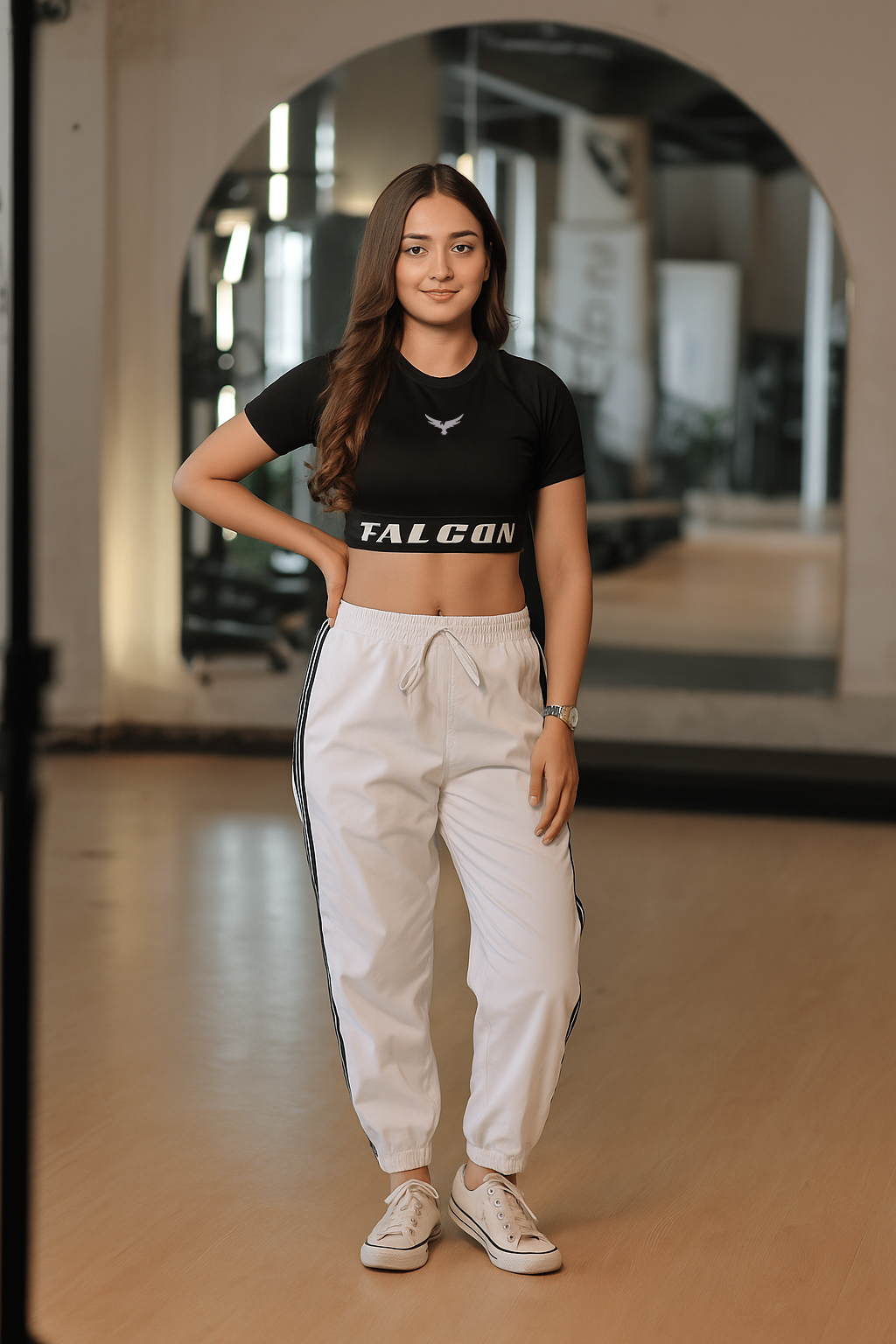 Falcon Crop Top Short Sleeve – Black