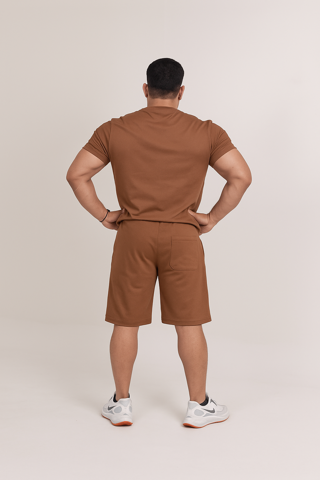 Men’s Knitted T-Shirt – Brown (Poly-Cotton Blend)