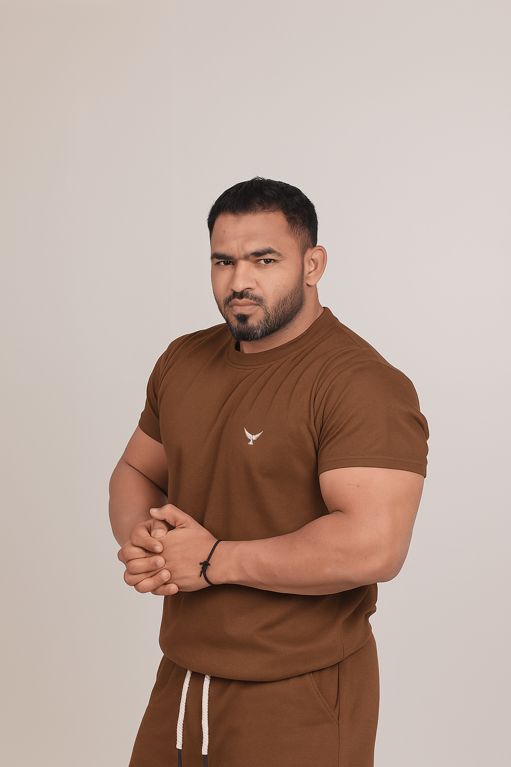 Men’s Knitted Co-Ord Sets – Brown (Poly-Cotton Blend)