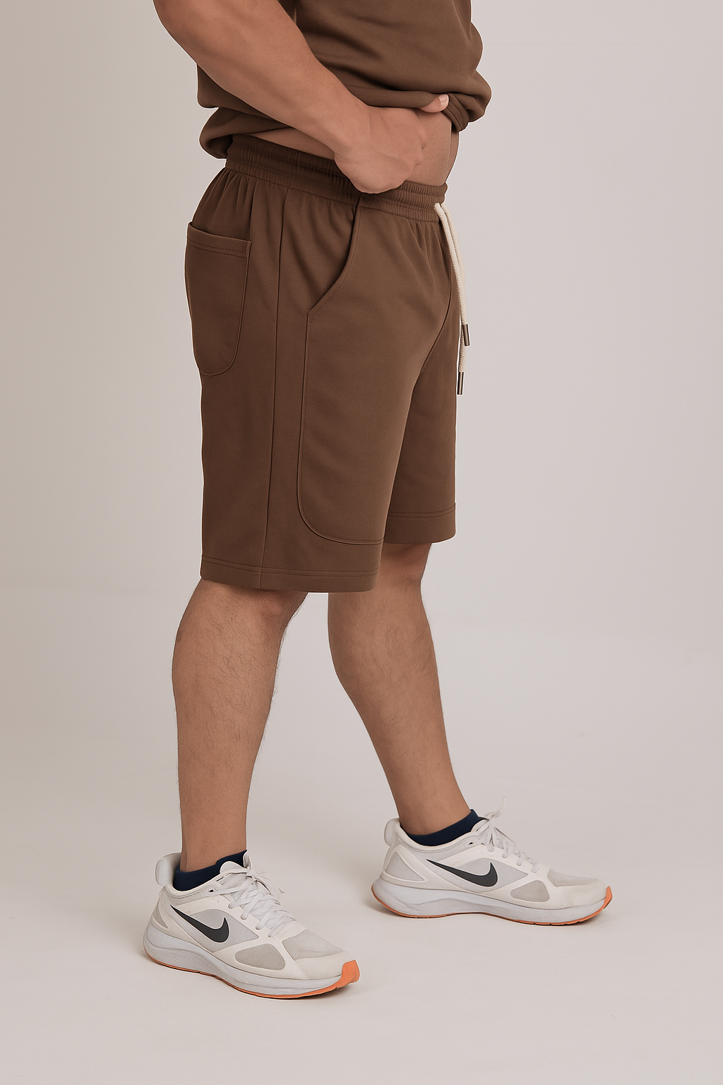 Men’s Knitted Shorts – Brown (Poly-Cotton Blend)
