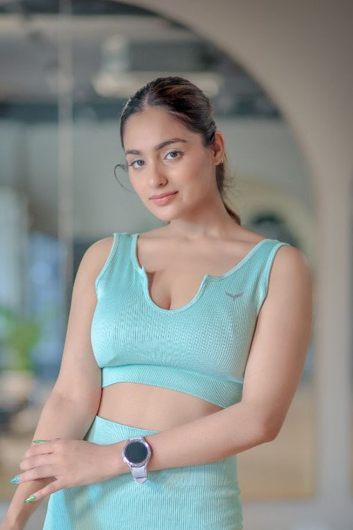 Women's Ribbed Seamless Nylon Bra (TOP ONLY) – Mint Green