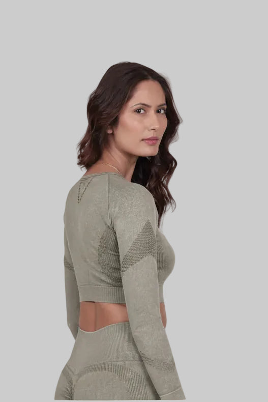 Women's Seamless Workout Crop Top – Olive Green