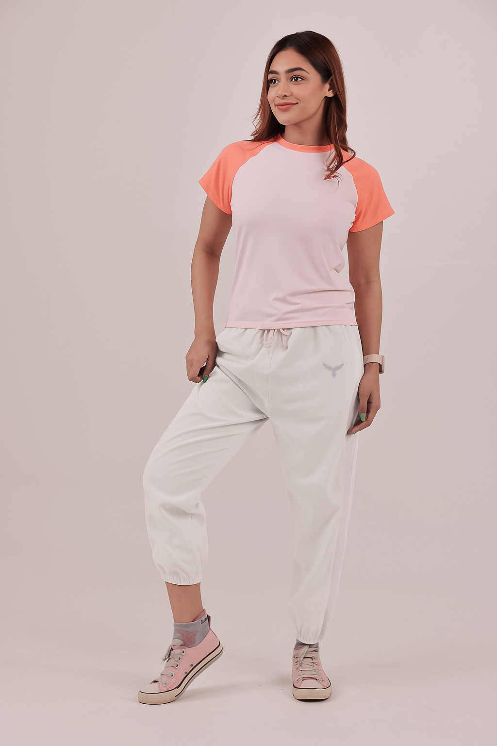 Women's Mesh Strip Track Pants – White