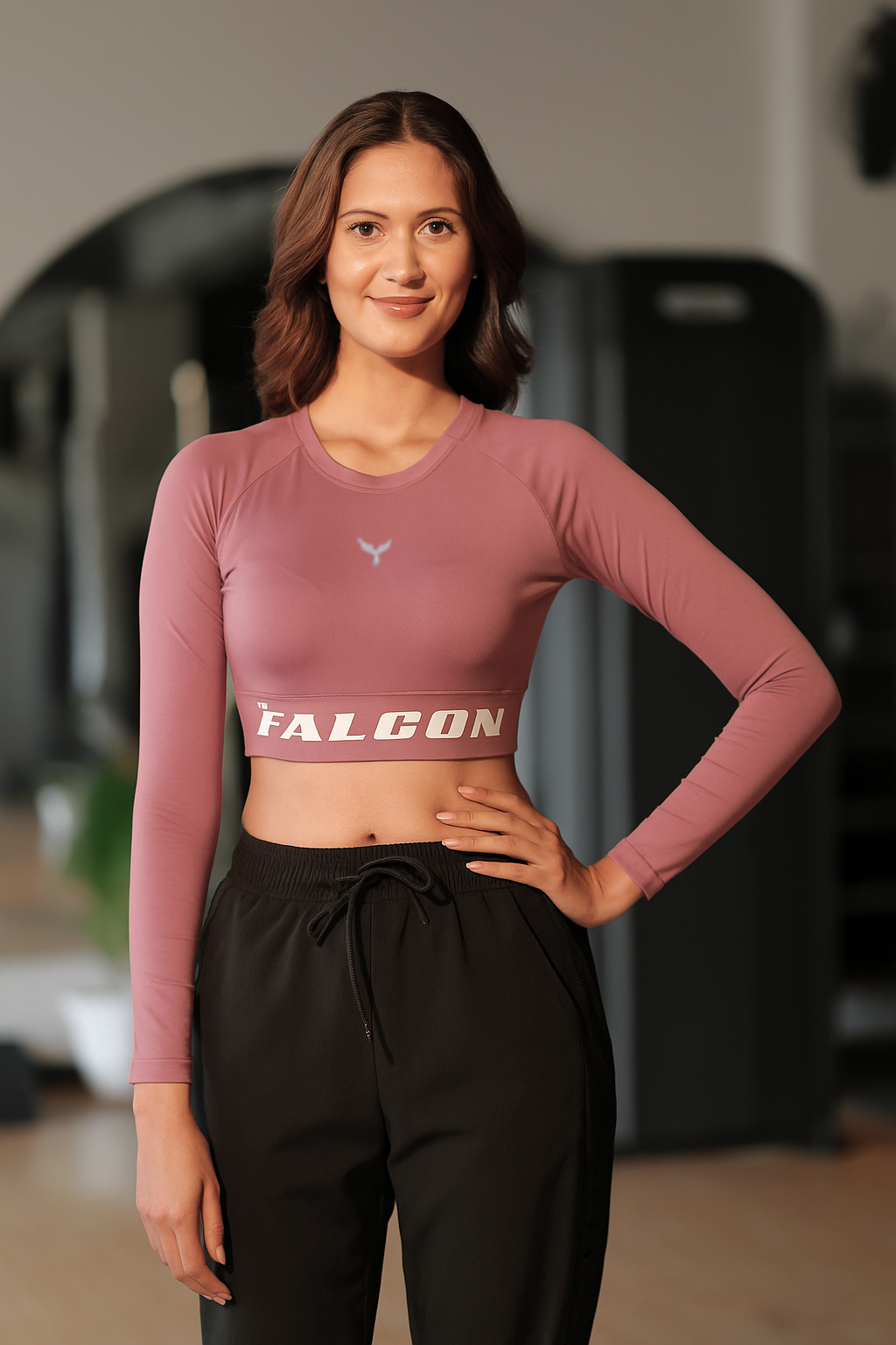 Falcon Full Sleeve Crop Top – Dusty Rose