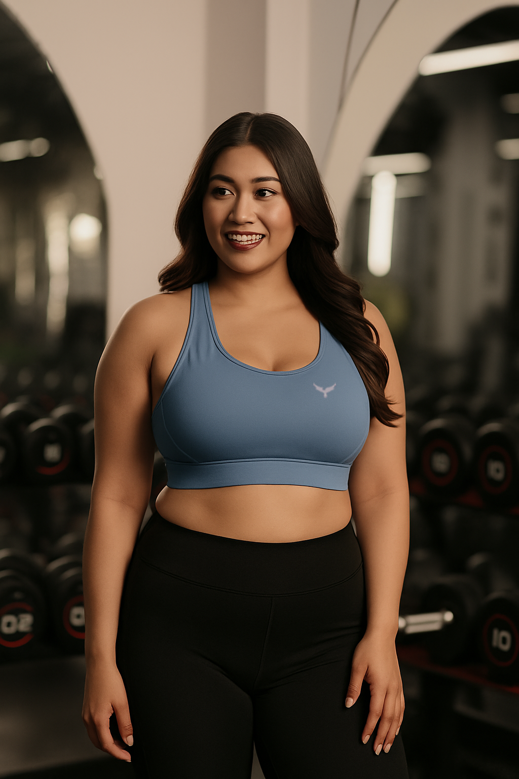 Cross Back Strappy Sports Bra – Muted Blue