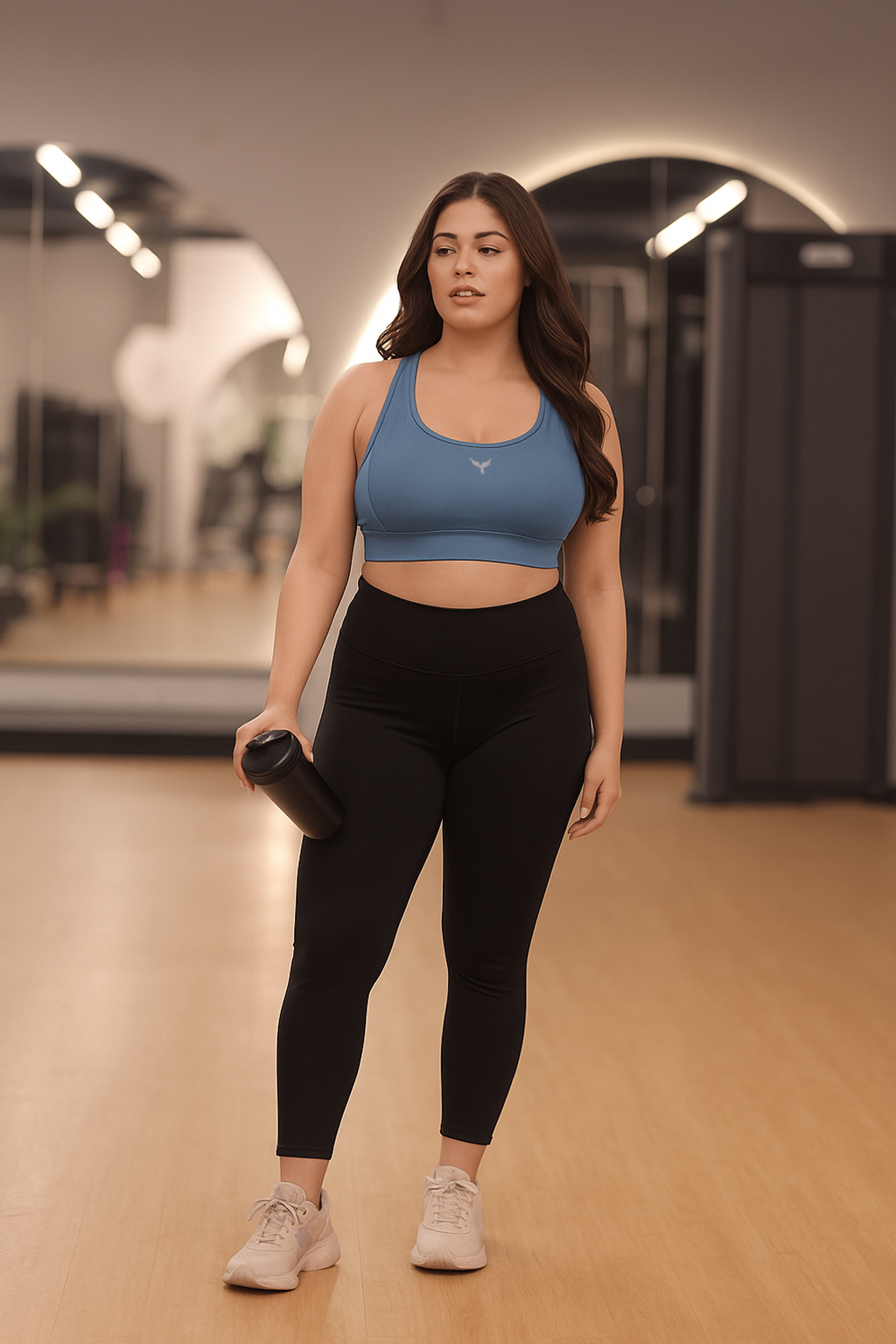Cross Back Strappy Sports Bra – Muted Blue