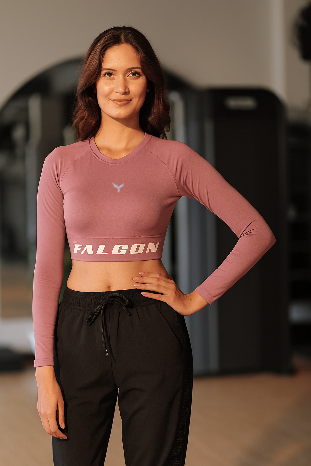Falcon Full Sleeve Crop Top – Dusty Rose