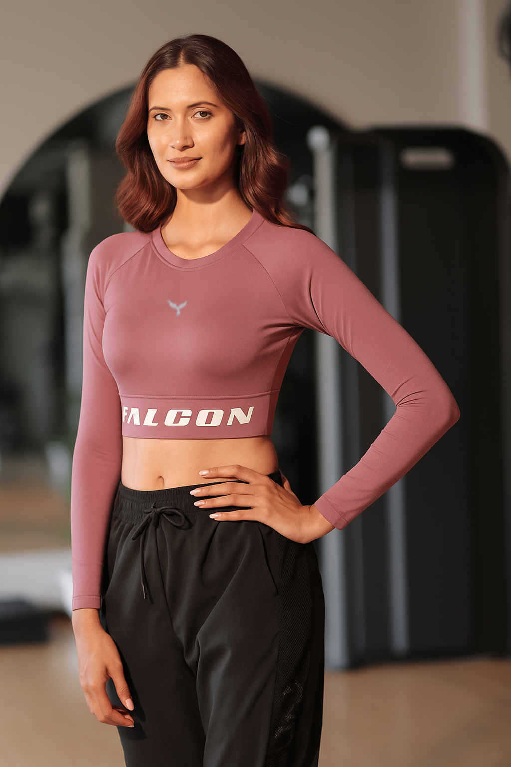 Falcon Full Sleeve Crop Top – Dusty Rose