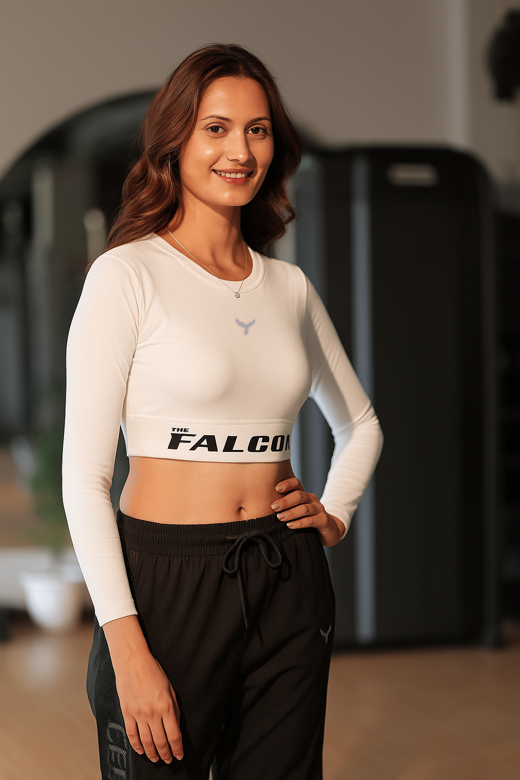 Falcon Full Sleeve Crop Top – White