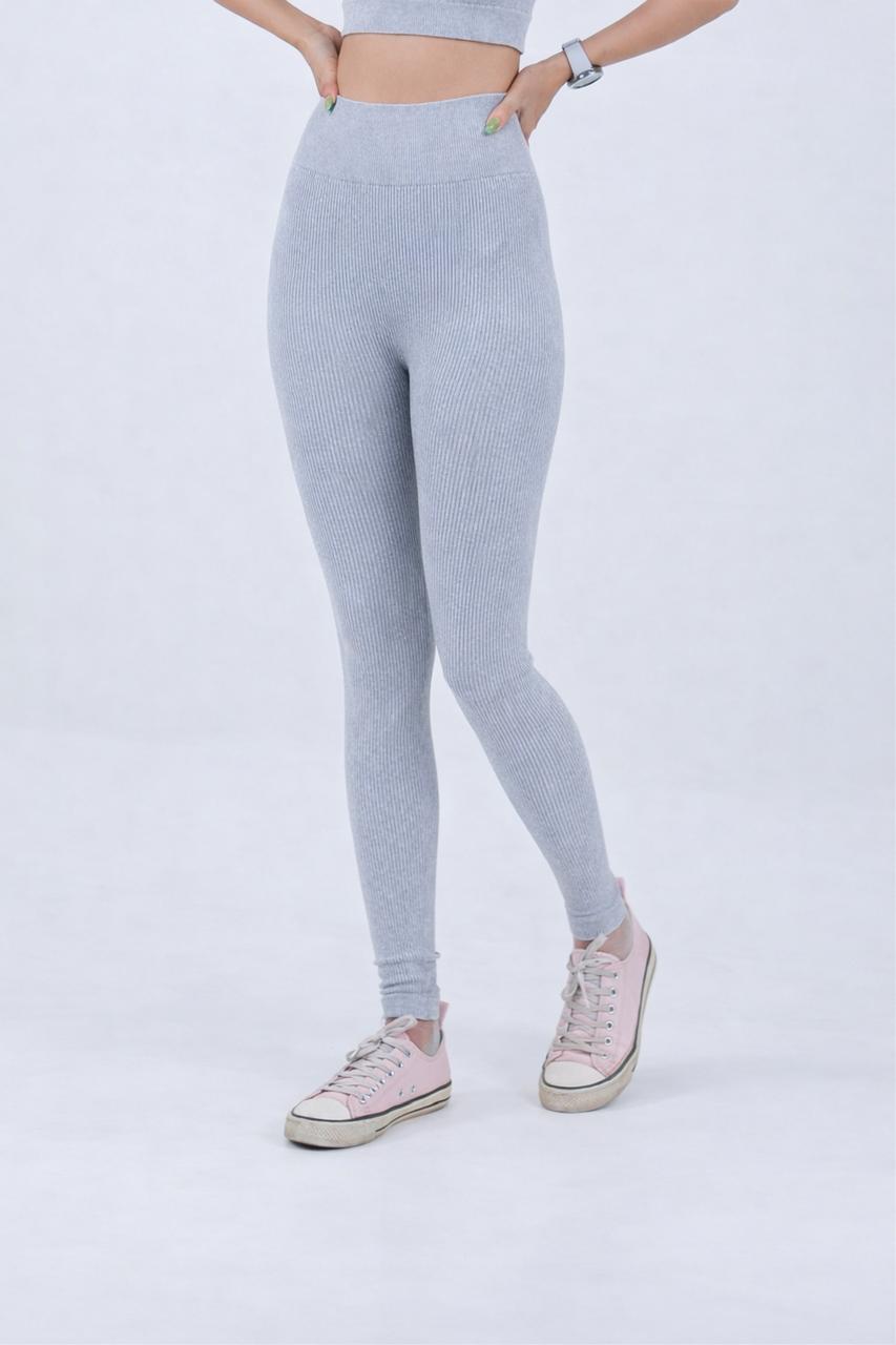 Stripe Crew Gym Nylon  Co-ord Sets – Light Grey