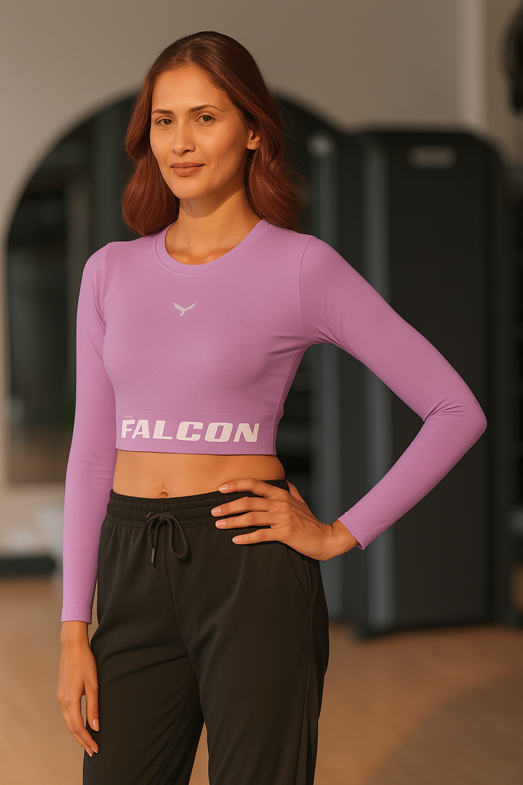 Falcon Full Sleeve Crop Top – Purple