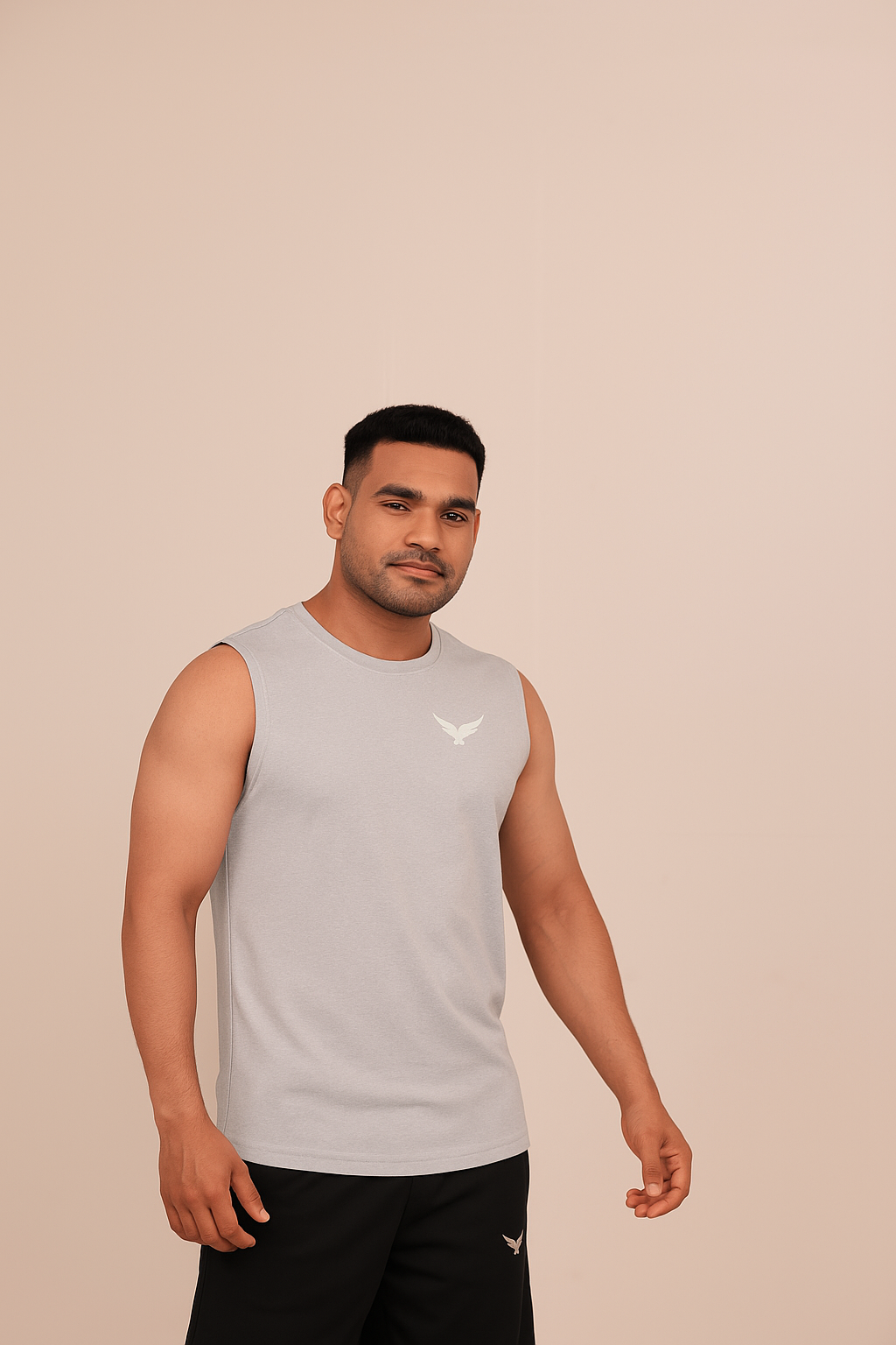 Men’s Compression Fit Tank – Light Grey