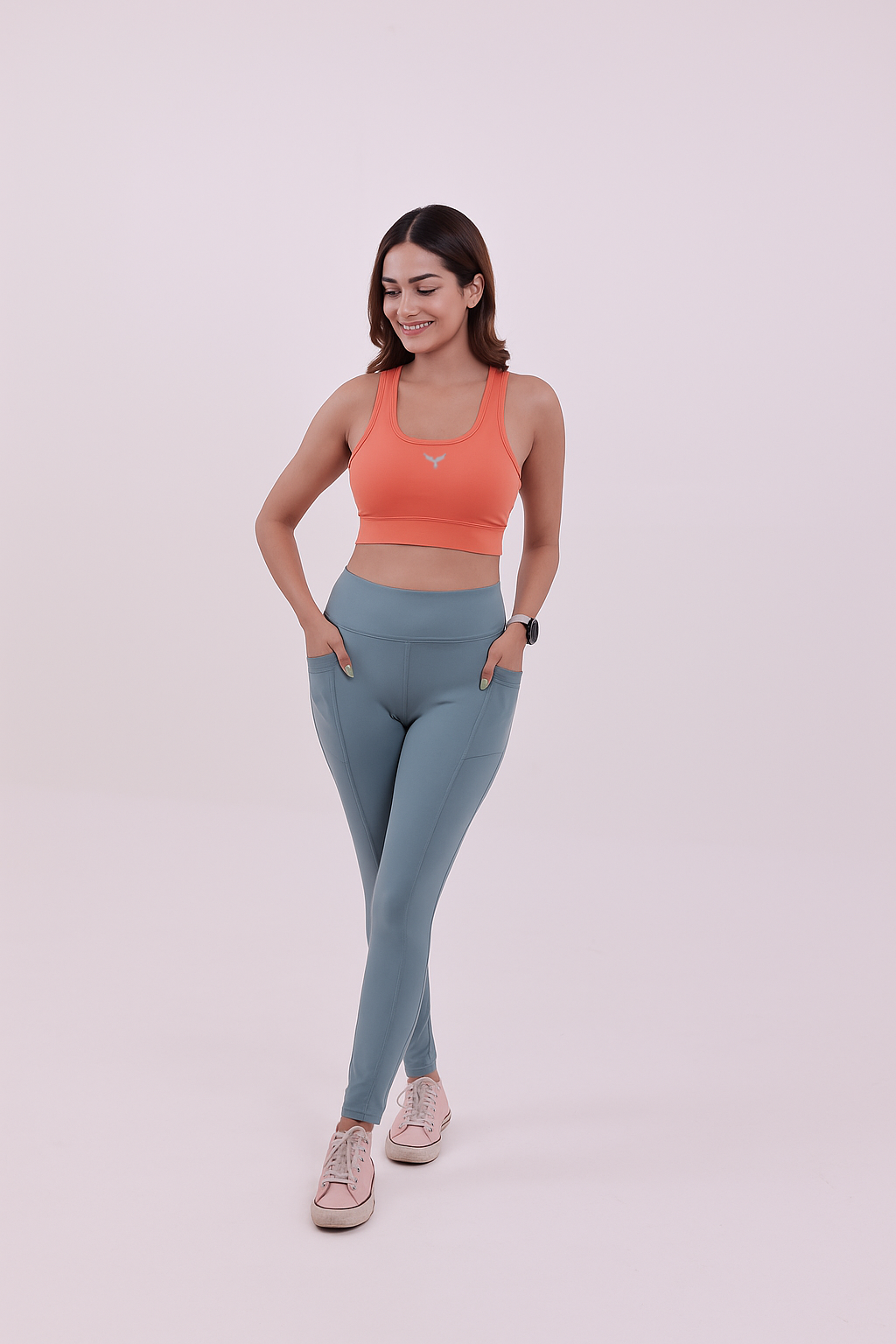 Yoga High Impact Sports Bra – Light Orange