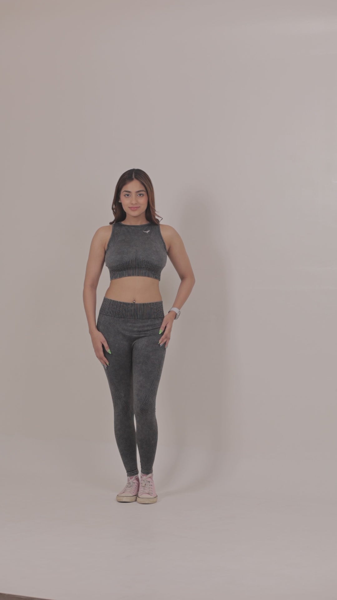 omen’s High Waist Seamless Nylon Legging – Charcoal Gray