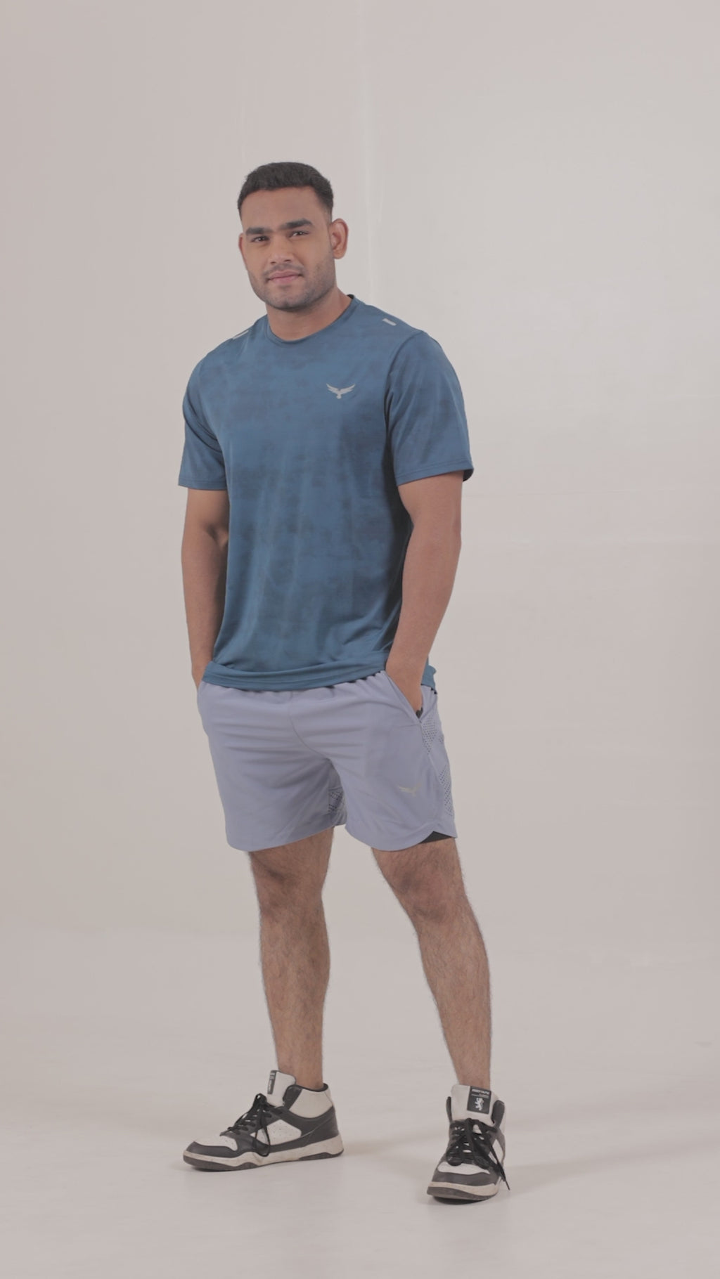 Men’s Camo Dry Hybrid T-Shirt – Blue