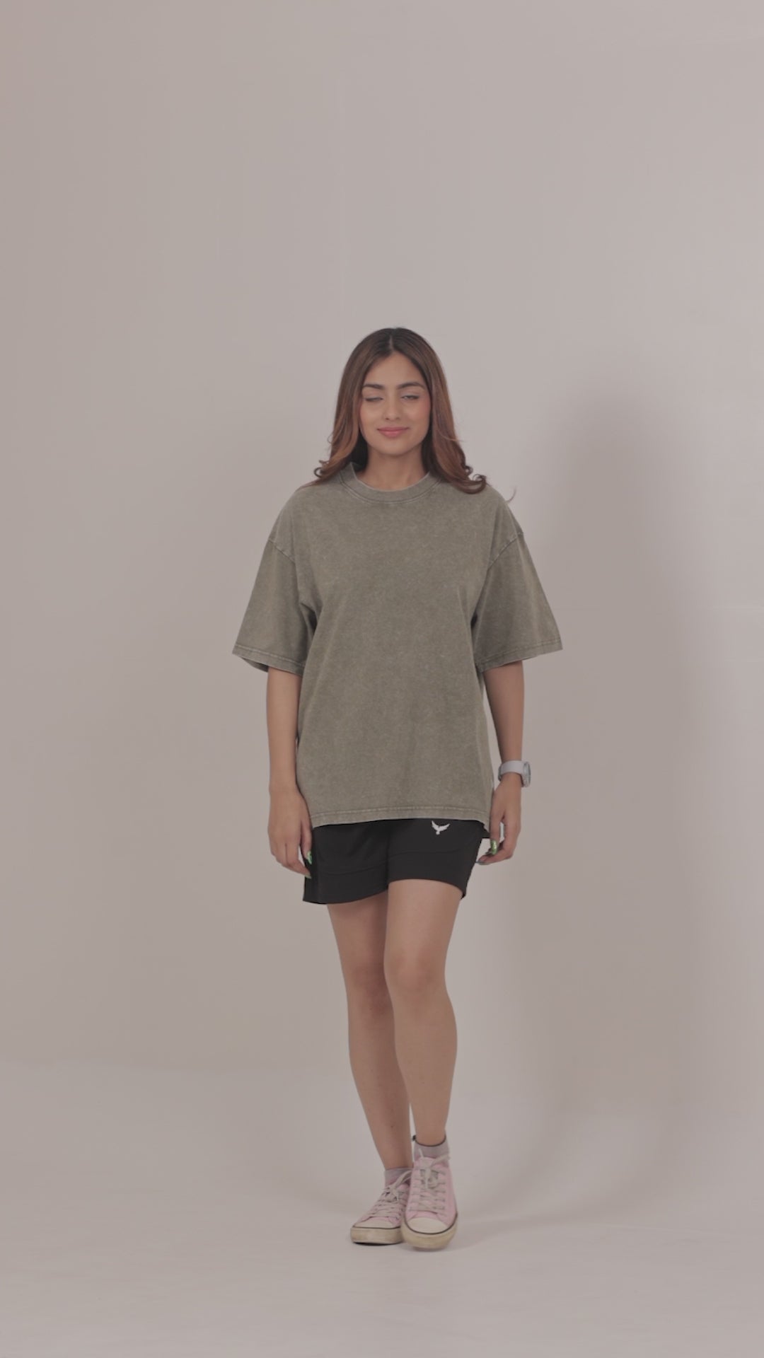 Women's Stone Wash Oversize T-Shirt – Olive Green