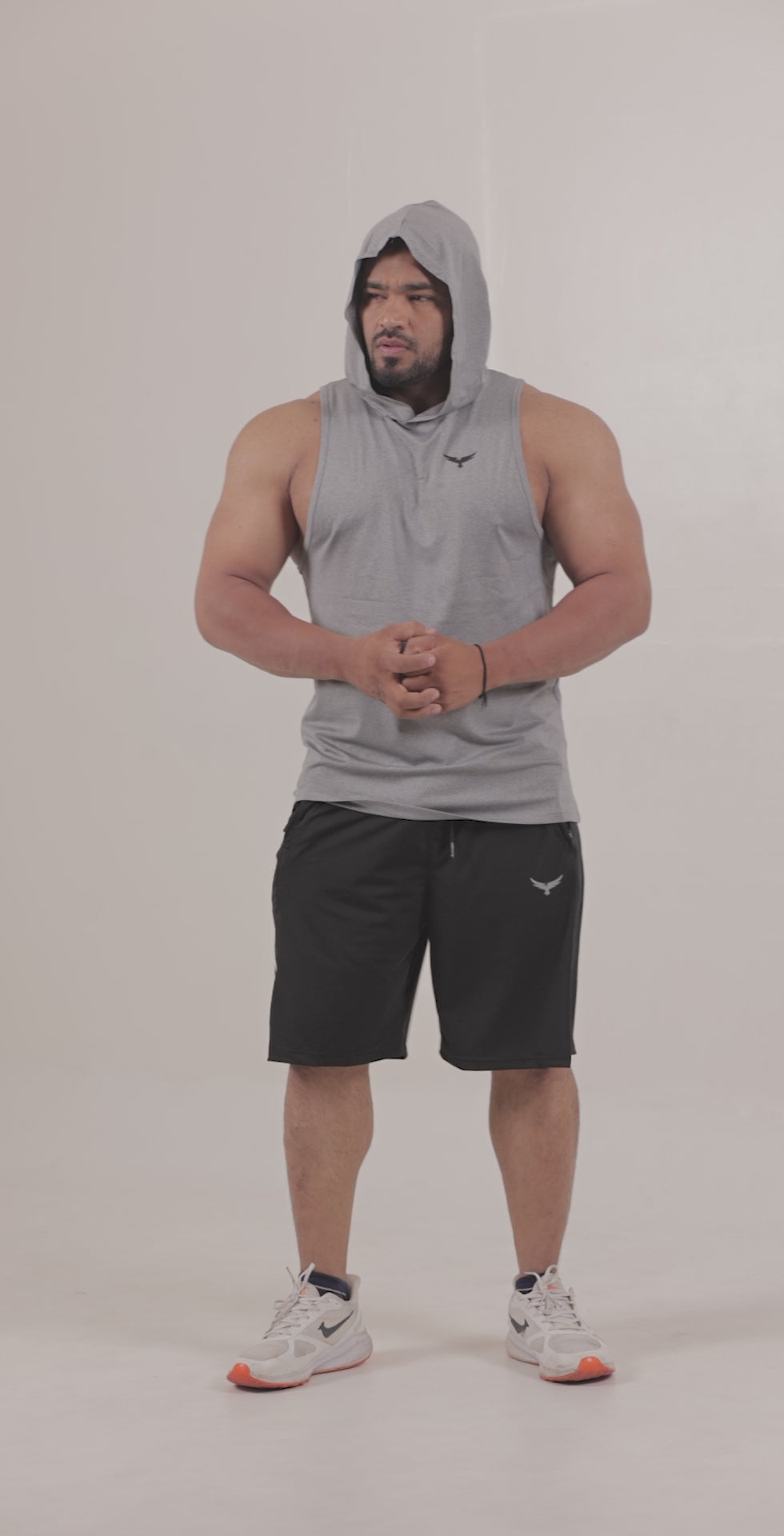 Men’s Hooded Drop Arm Tank – Grey (Poly-Spandex)