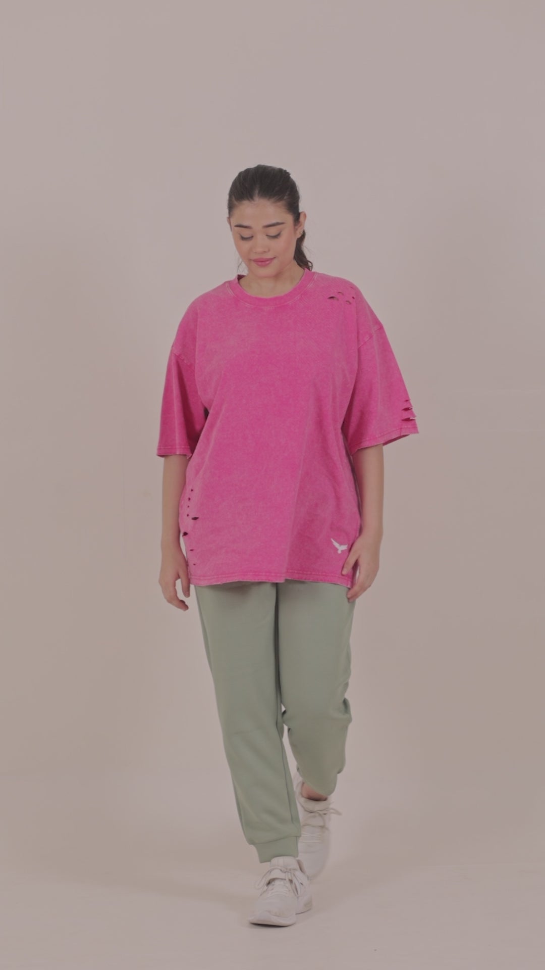 Women's Ripped Oversize T-Shirt – Pink