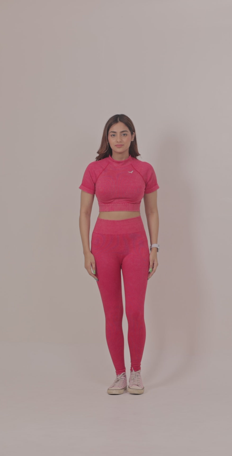 Stripe Crew Gym Nylon Crop Top – Red