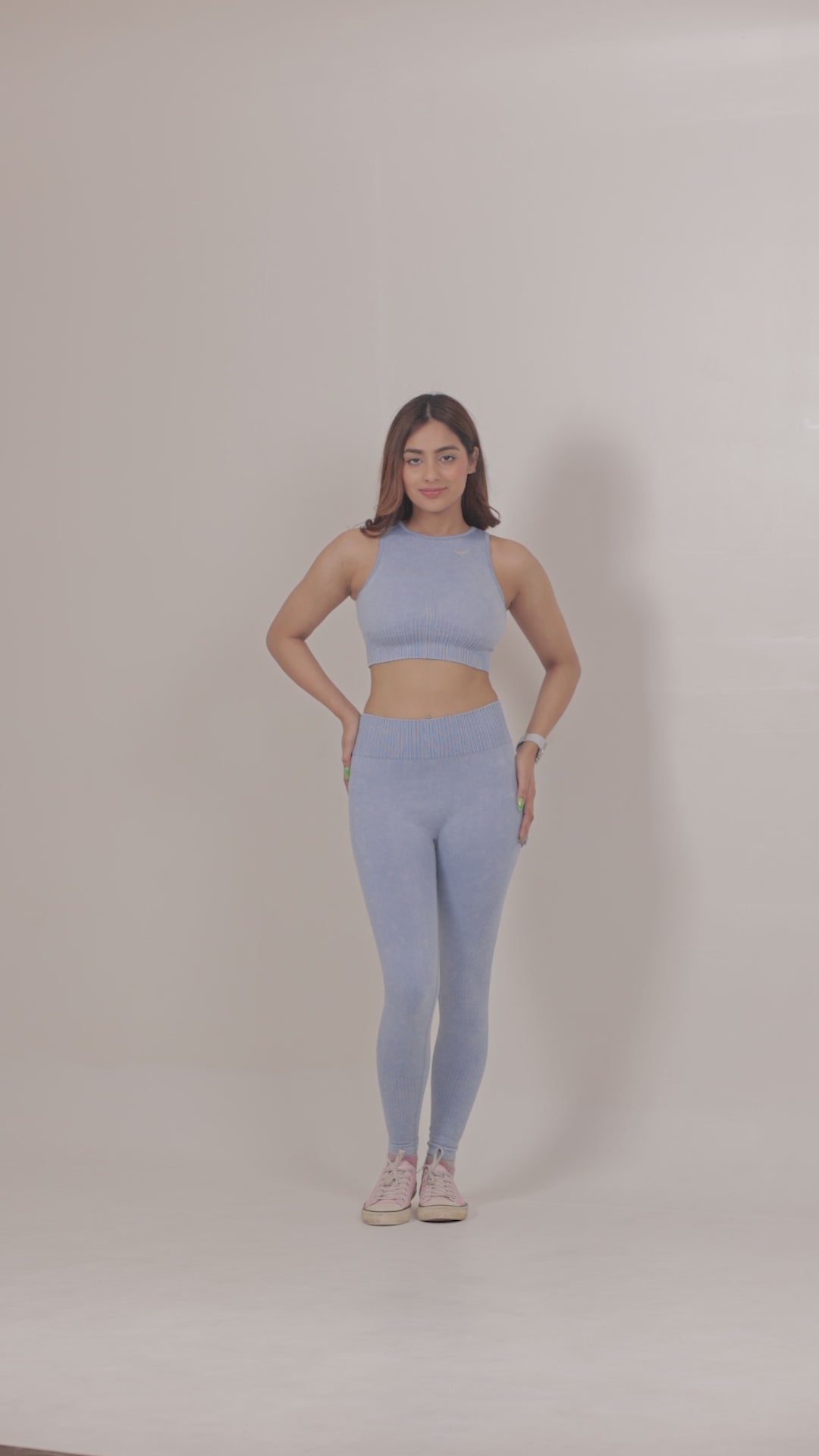 Women’s Seamless Active Nylon Bra – Soft Blue