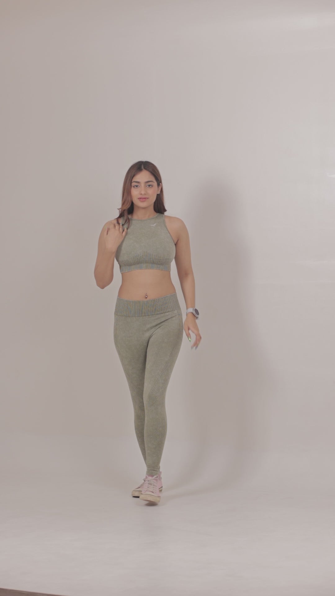 Women’s High Waist Seamless Nylon Legging – Olive Green