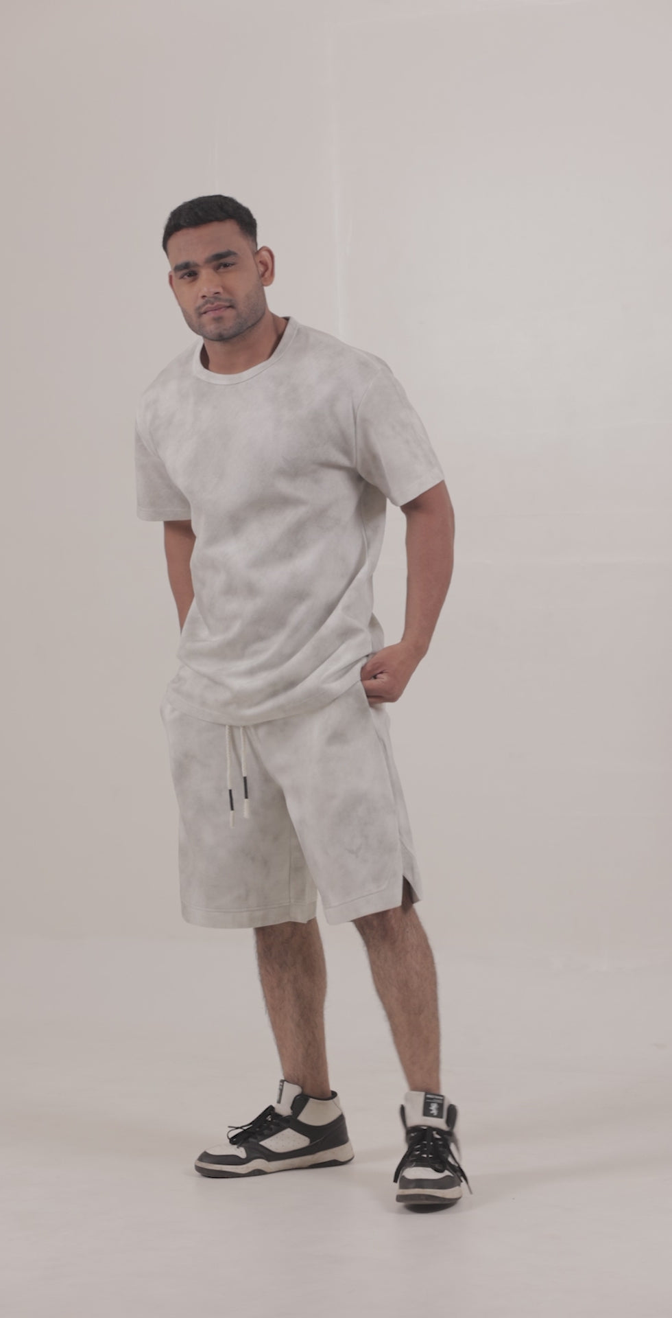 Men’s Tie-Dye Shorts – Grey (Poly-Cotton Blend)
