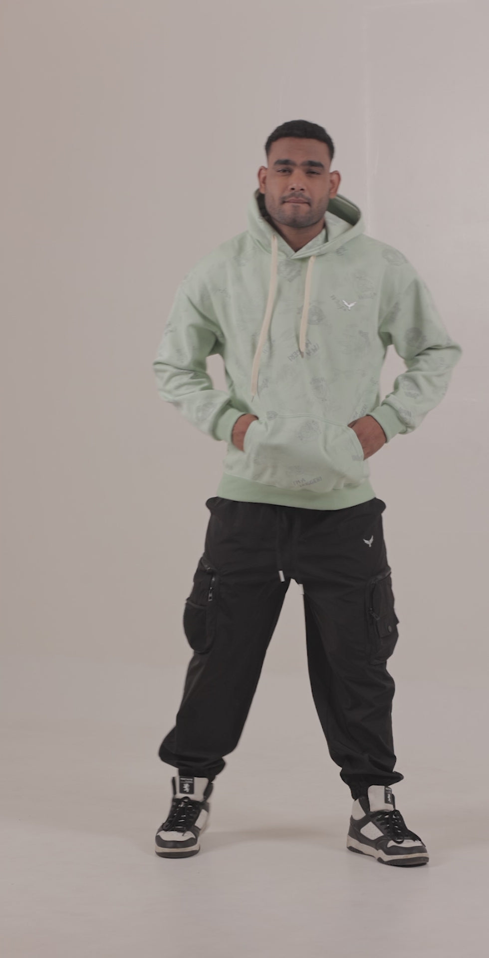 Boys Printed Hoodie – Green (100% Cotton)