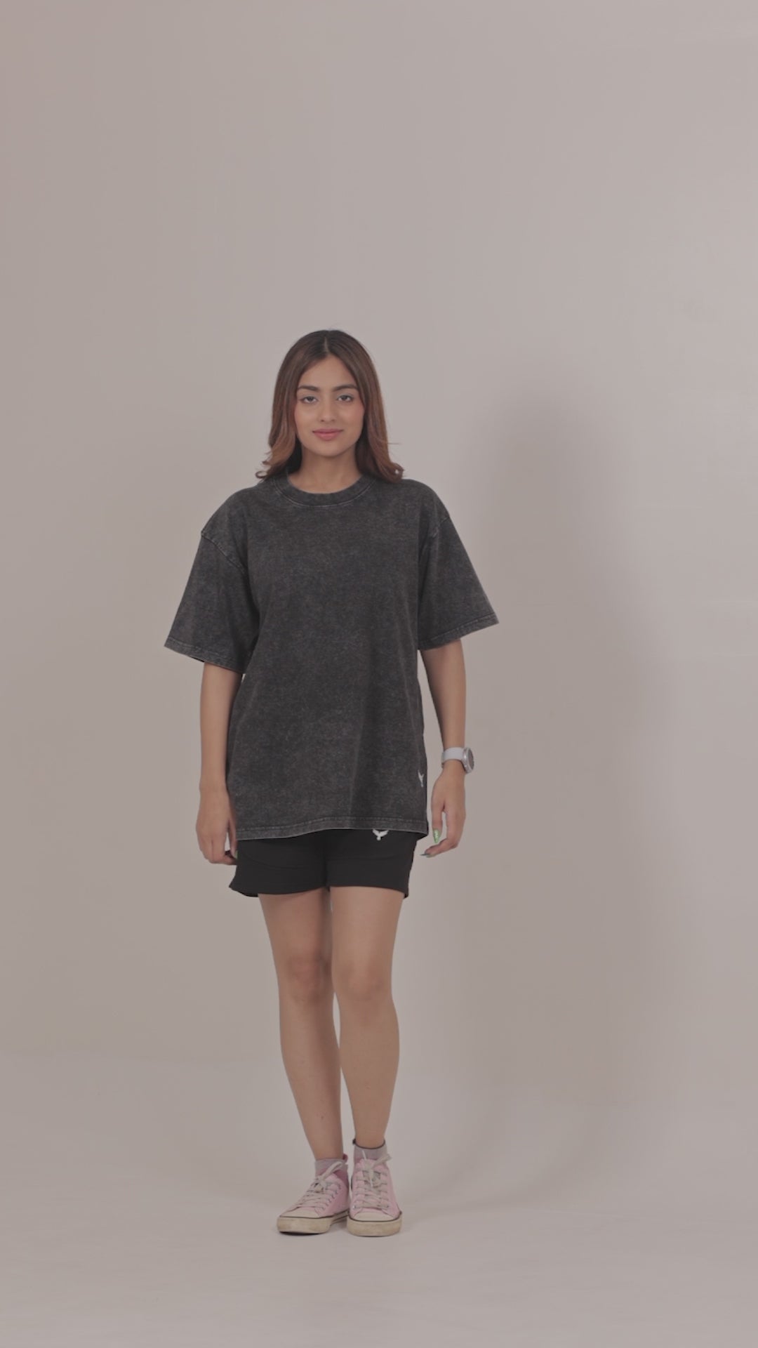 Women's Stone Wash Oversize T-Shirt – Black