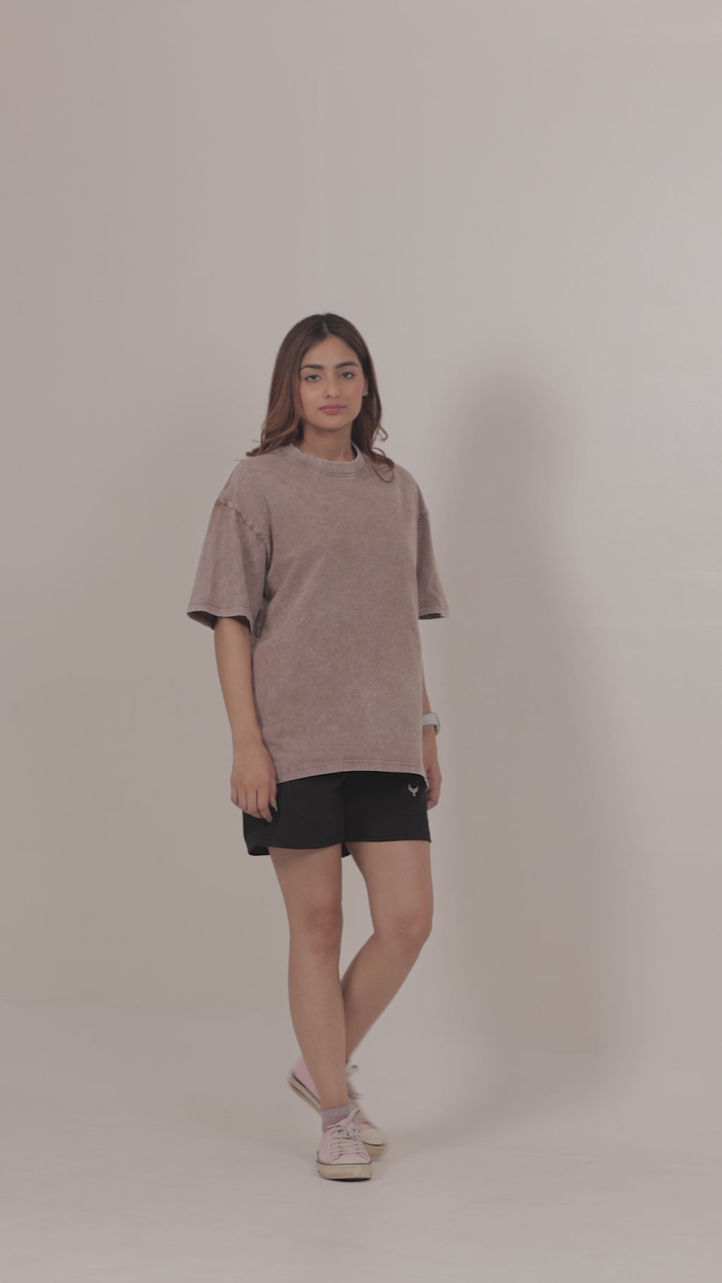 Women's Stone Wash Oversize T-Shirt – Light Brown