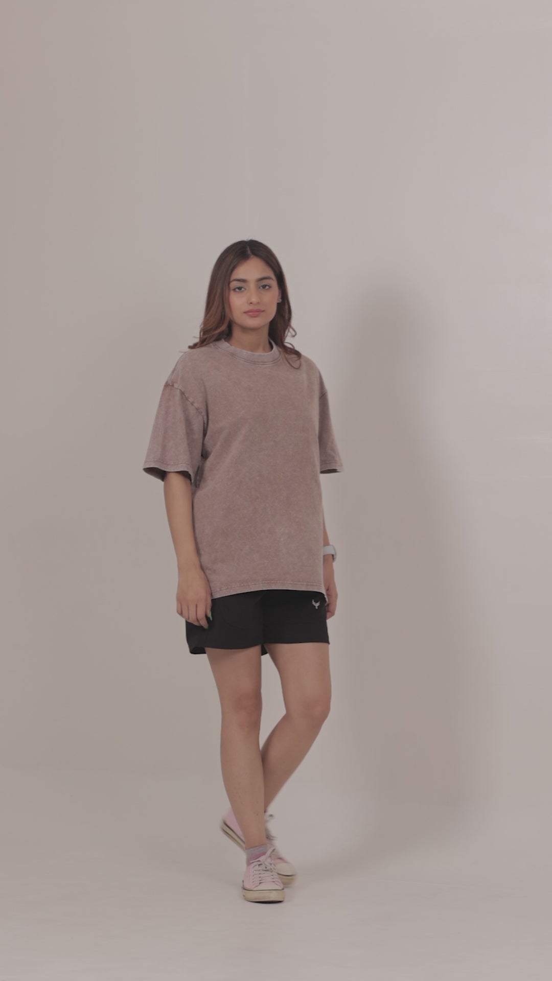 Women's Stone Wash Oversize T-Shirt – Light Brown